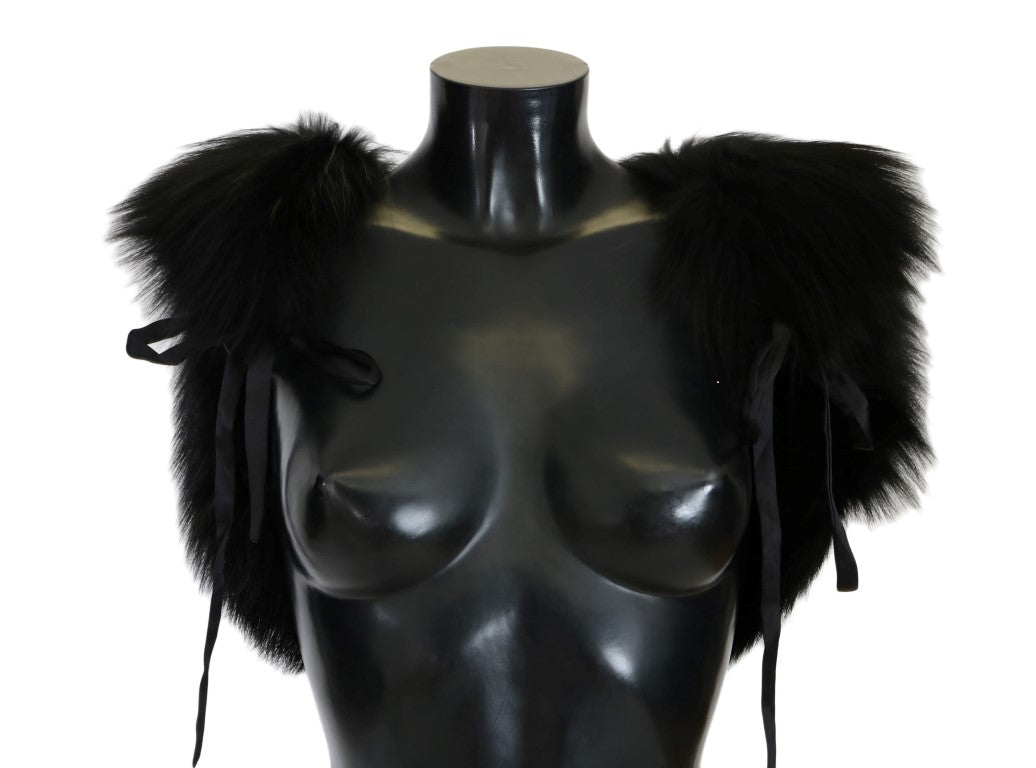 Elegant Black Silver Fox Fur Scarf - ventzia