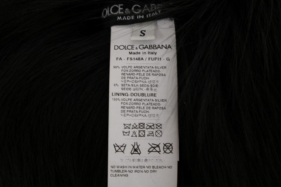 Elegant Black Silver Fox Fur Scarf - ventzia