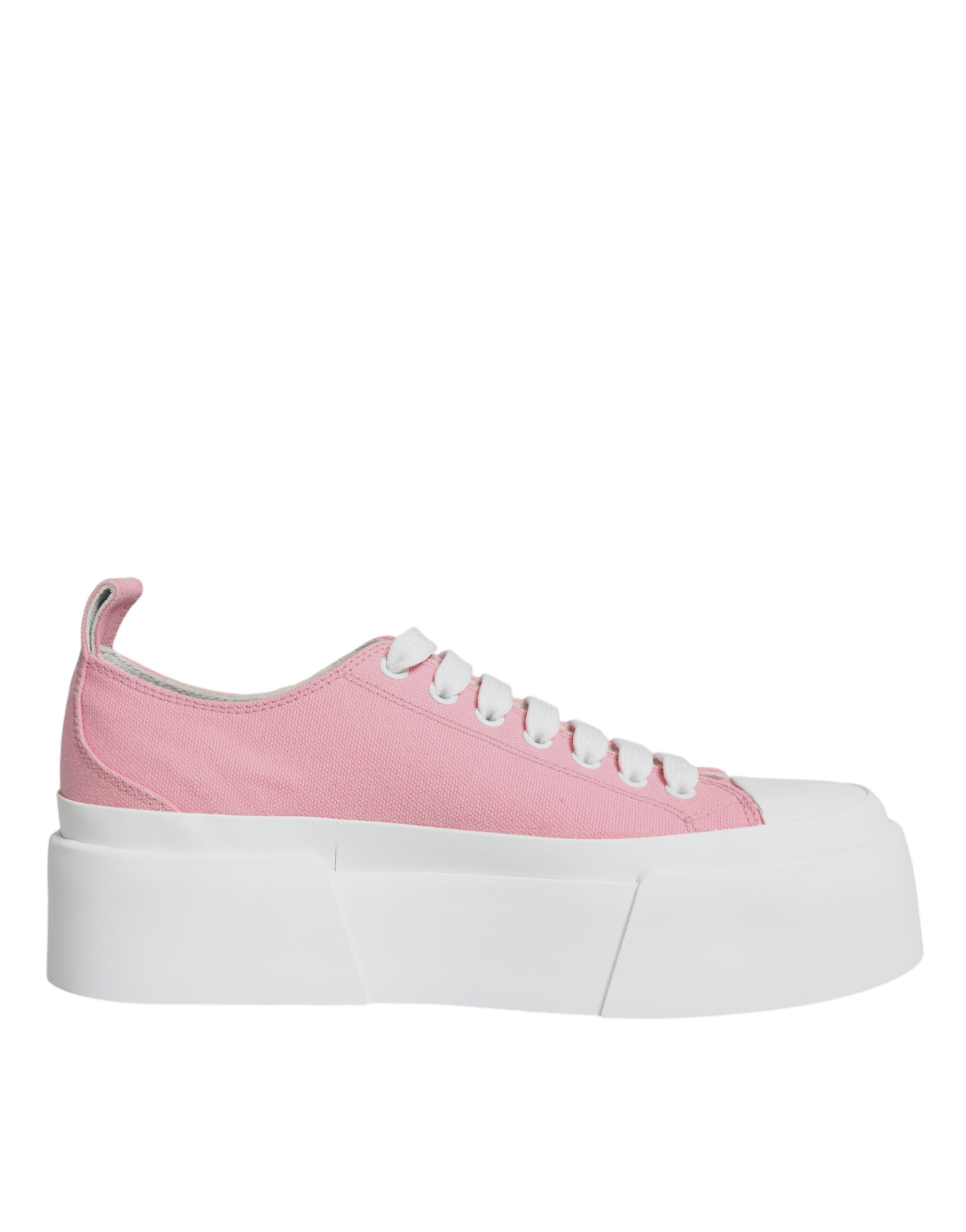 Pink White Canvas Logo Low Top Sneakers Shoes - ventzia