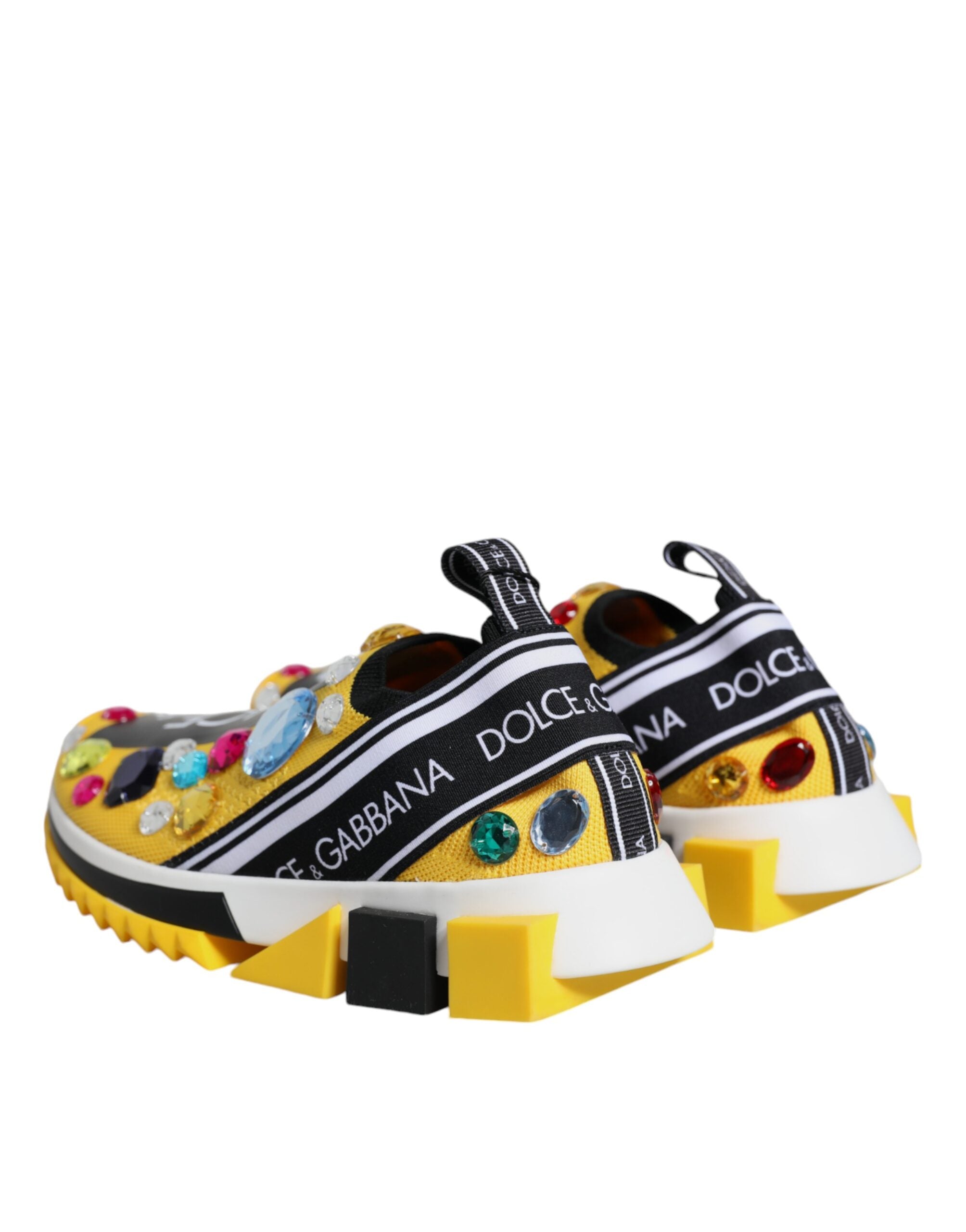 Yellow Sorrento Crystals Low Top Sneakers Shoes - ventzia