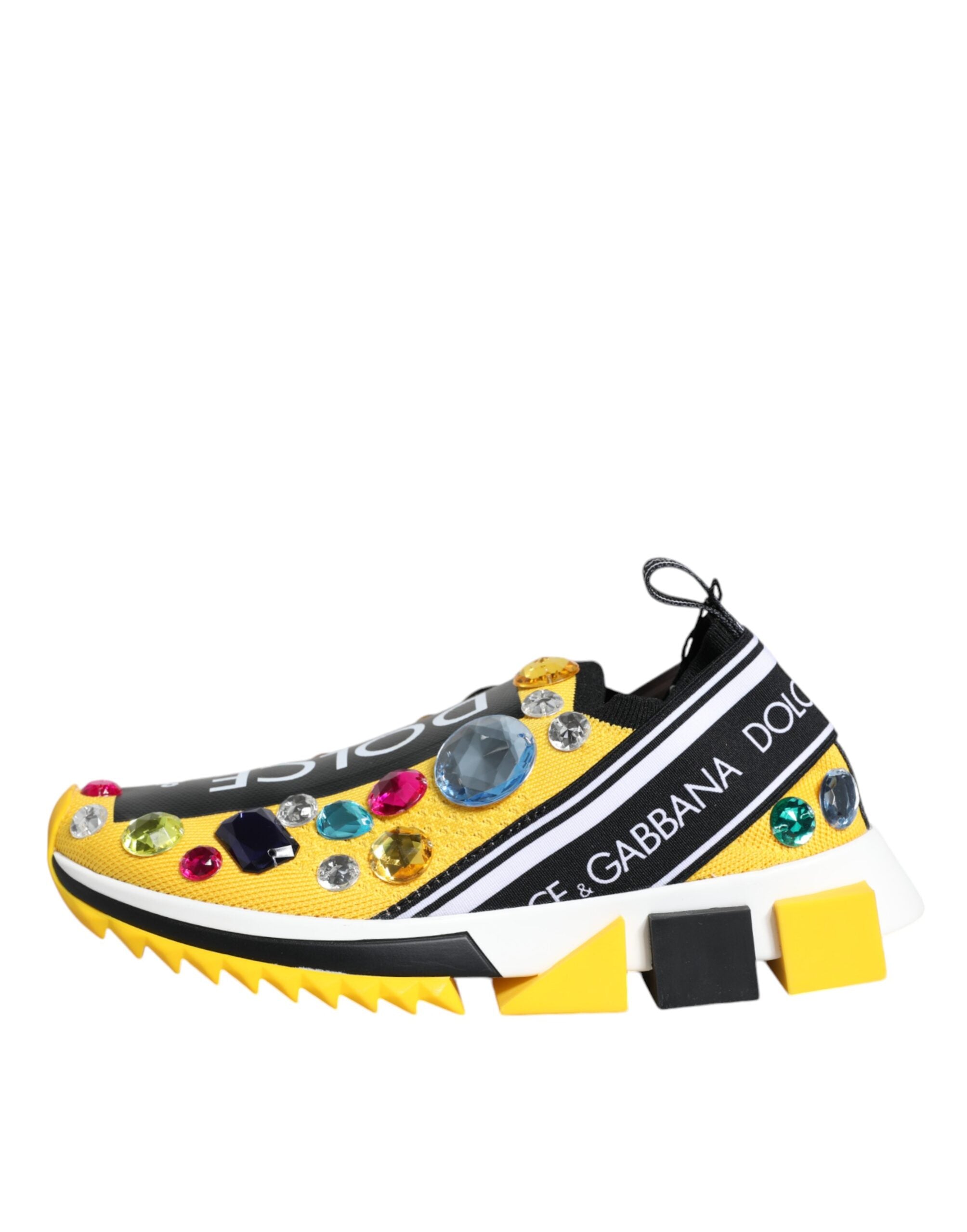 Yellow Sorrento Crystals Low Top Sneakers Shoes - ventzia