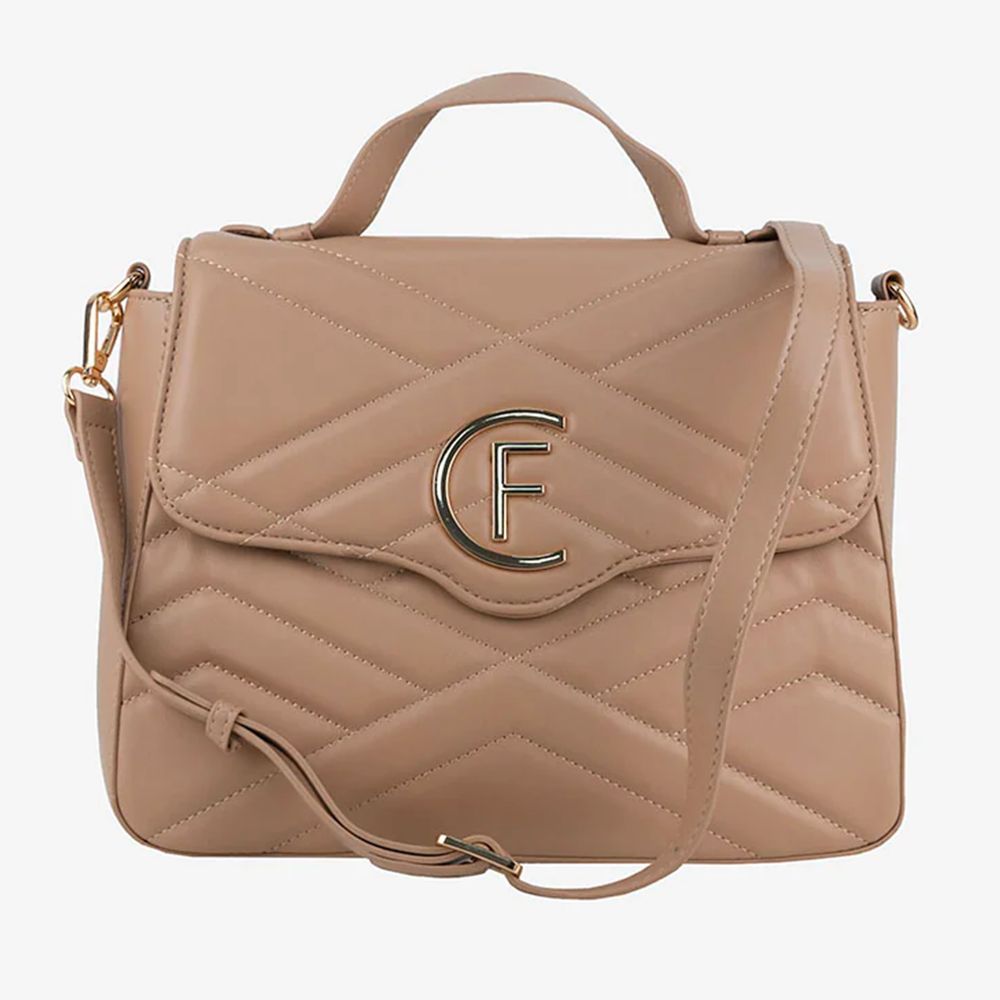 Beige Artificial Leather Women Crossbody Bag - ventzia