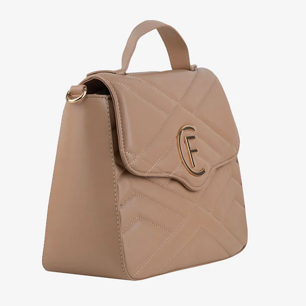 Beige Artificial Leather Women Crossbody Bag - ventzia