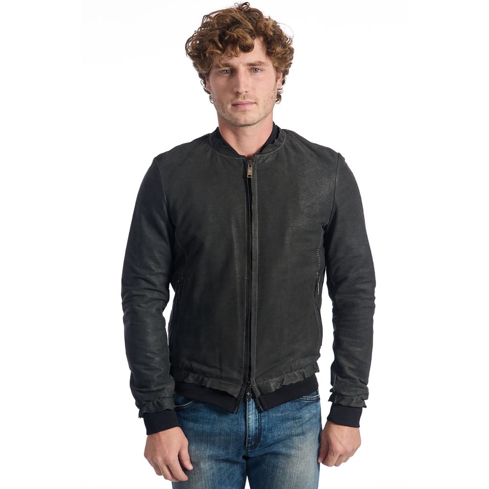 Gray Lambskin Men's Jacket - ventzia