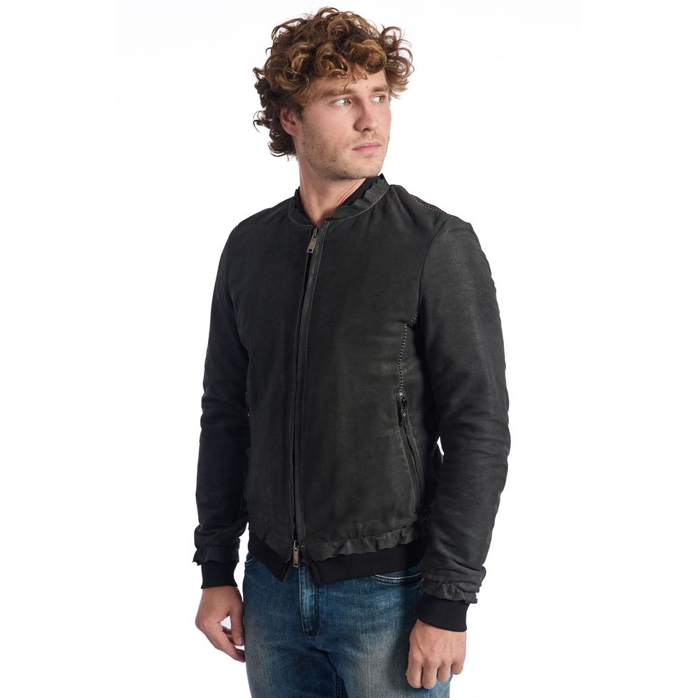 Gray Lambskin Men's Jacket - ventzia