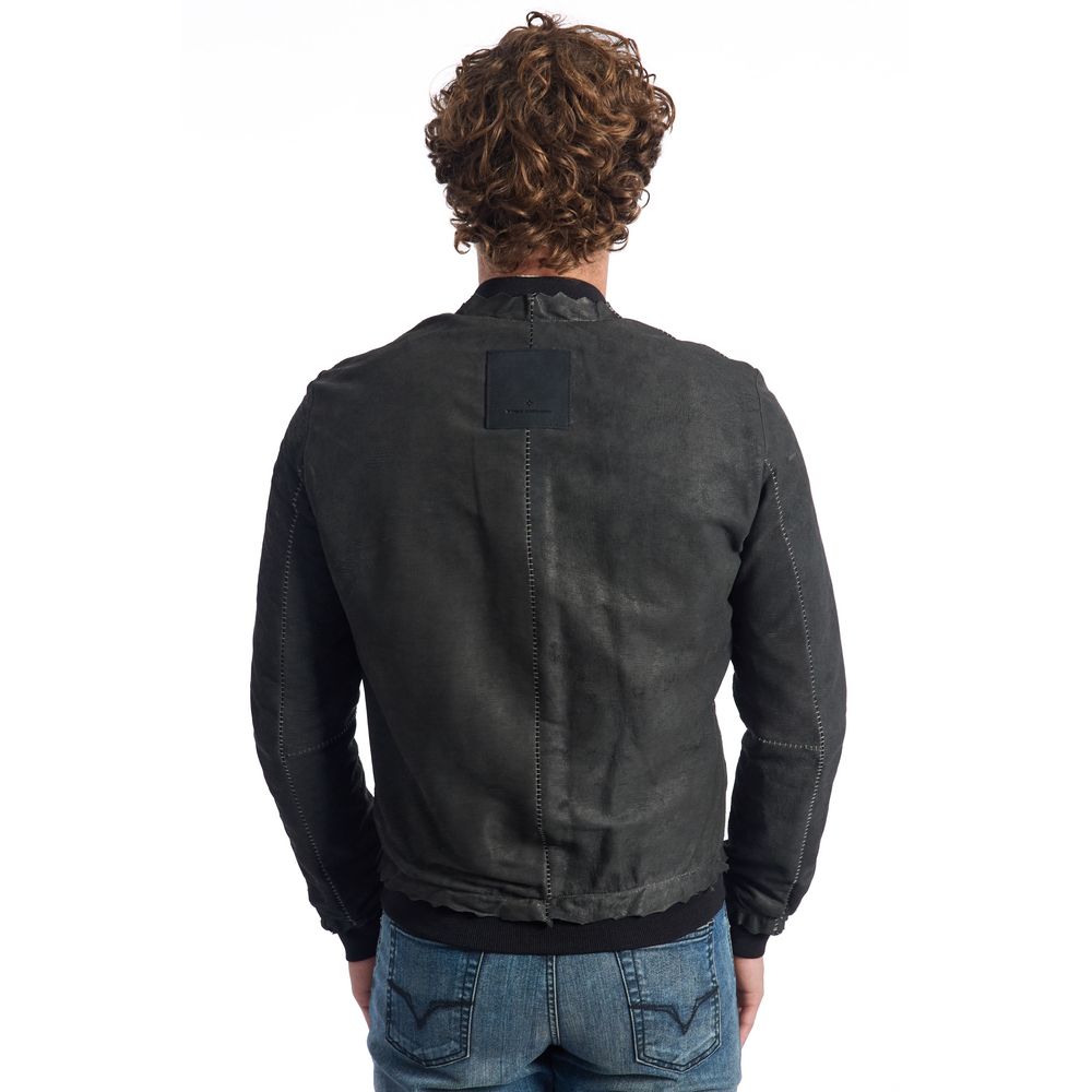 Gray Lambskin Men's Jacket - ventzia
