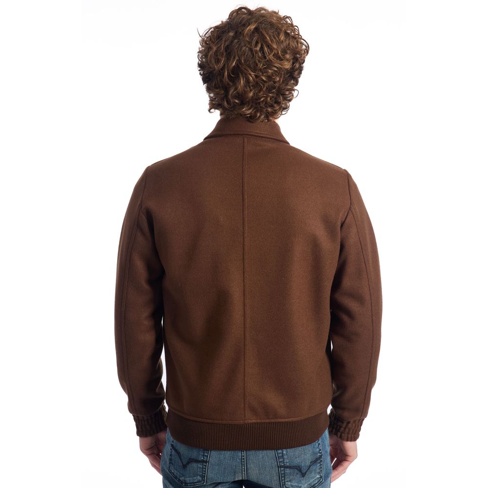 Brown Wool Men Jacket - ventzia
