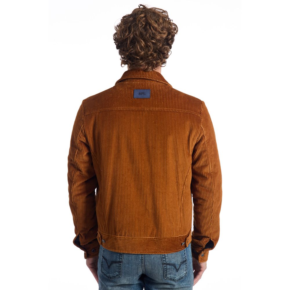 Brown Cotton Men Jacket - ventzia