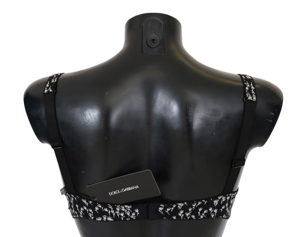 Elegant Black Floral Lace Silk Bra - ventzia