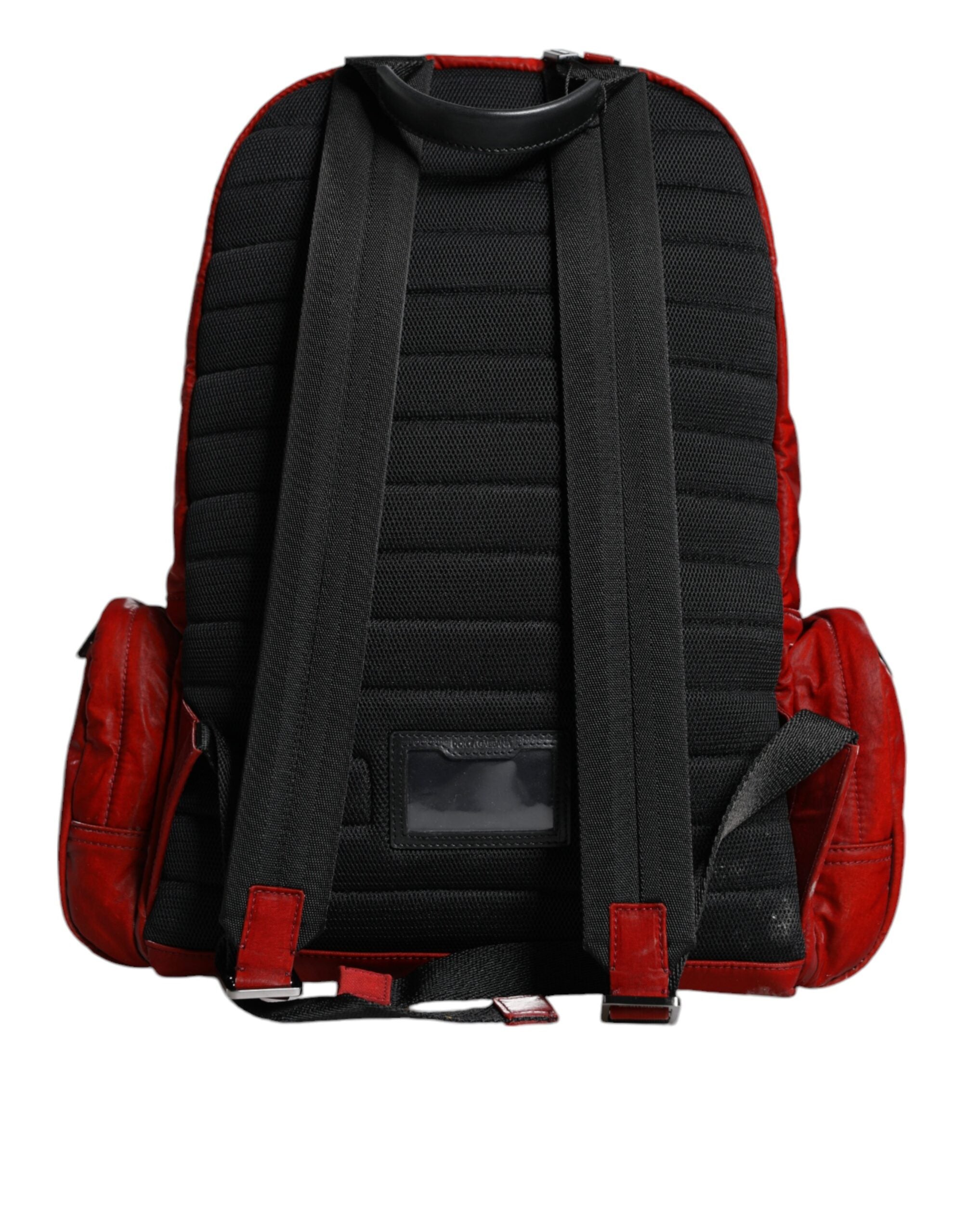 Red Patent Leather Logo Plaque Backpack Bag - ventzia