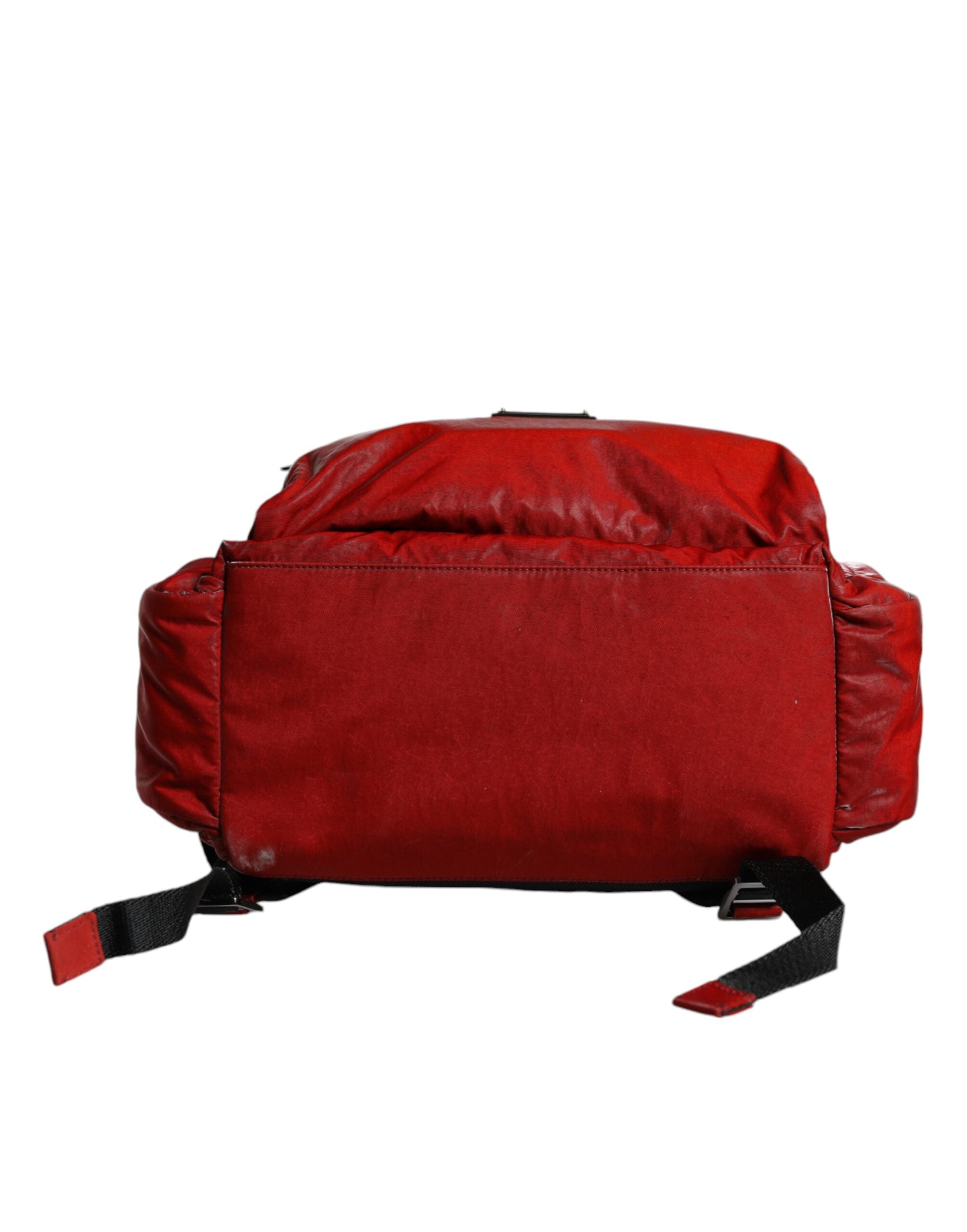 Red Patent Leather Logo Plaque Backpack Bag - ventzia