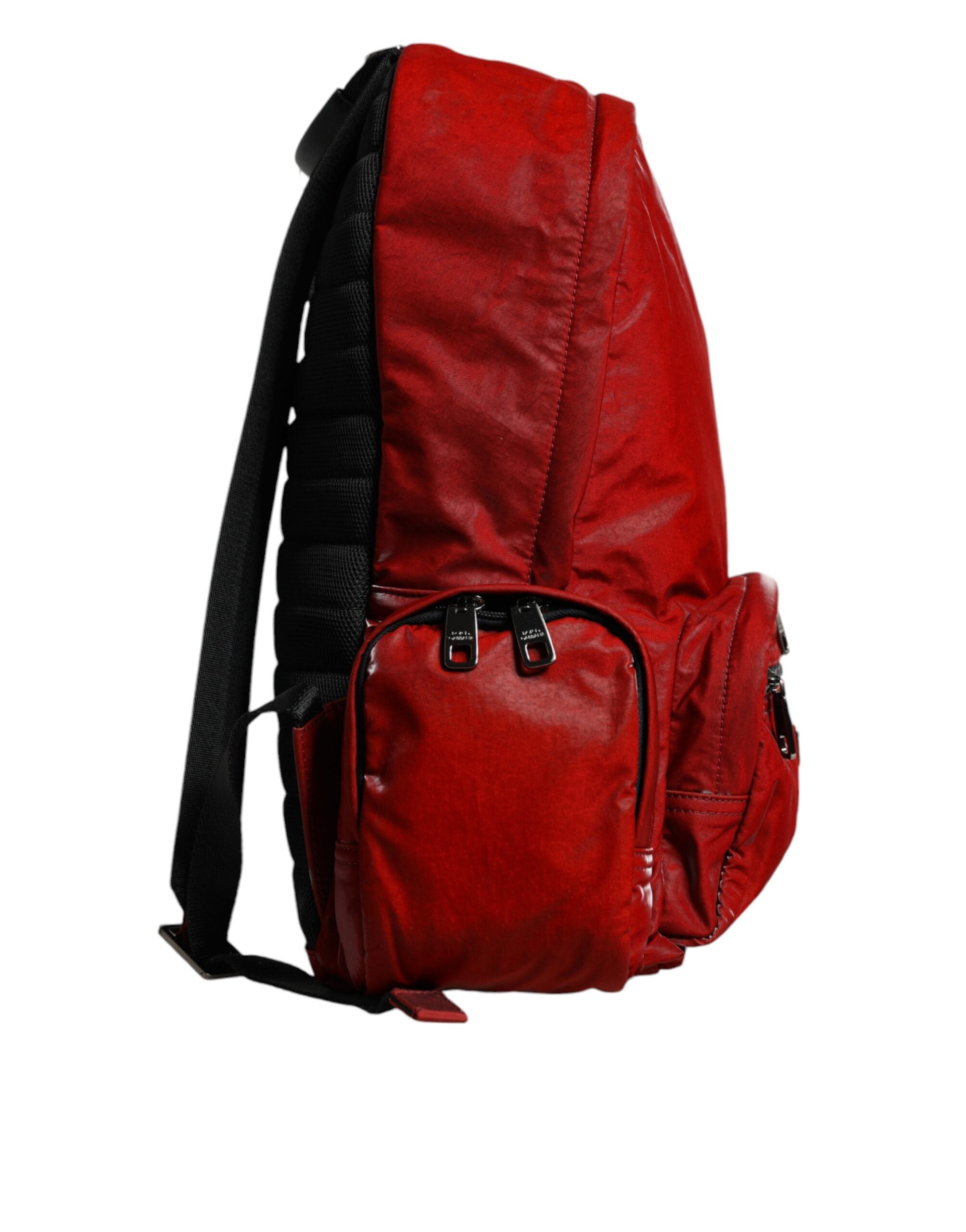 Red Patent Leather Logo Plaque Backpack Bag - ventzia