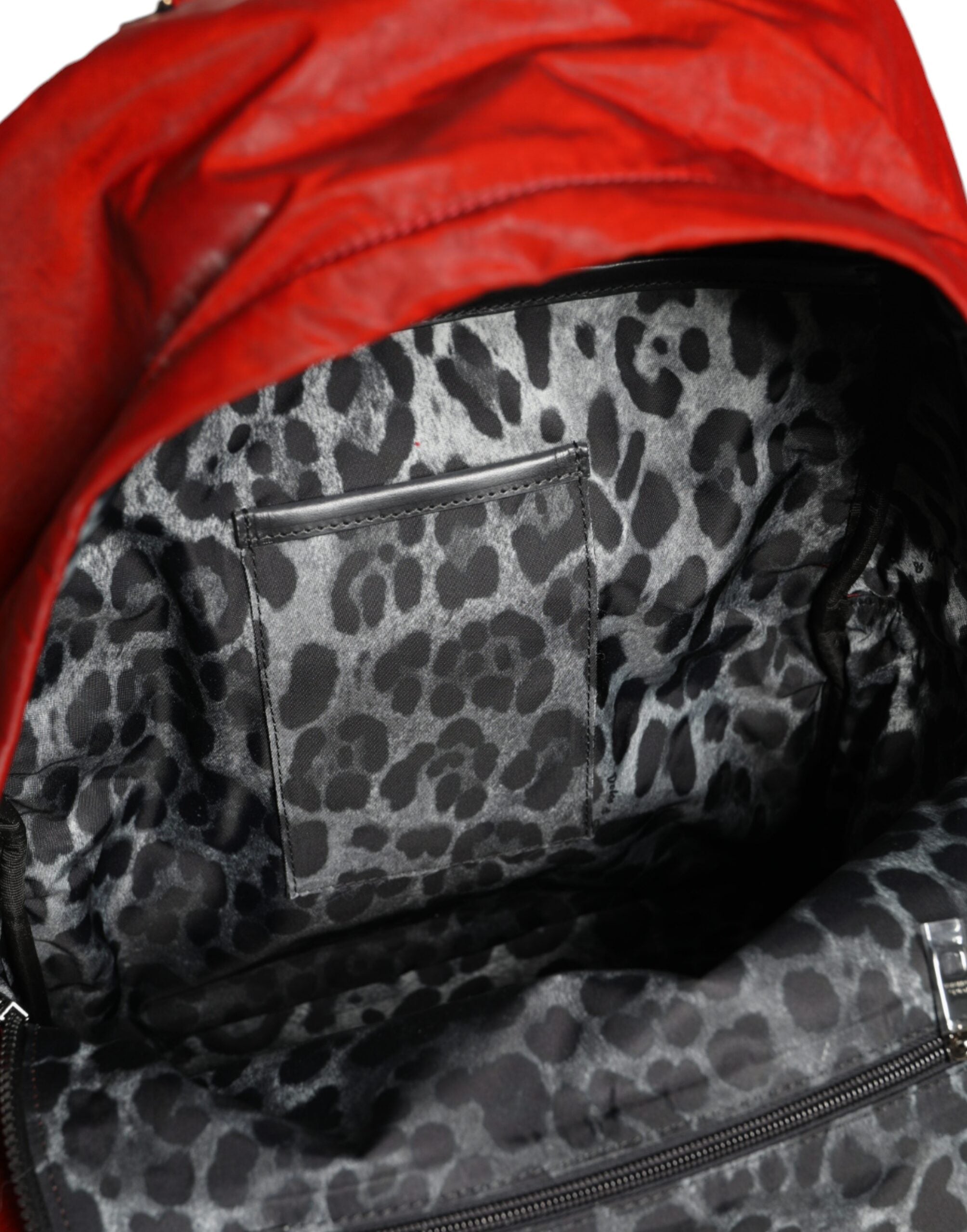 Red Patent Leather Logo Plaque Backpack Bag - ventzia