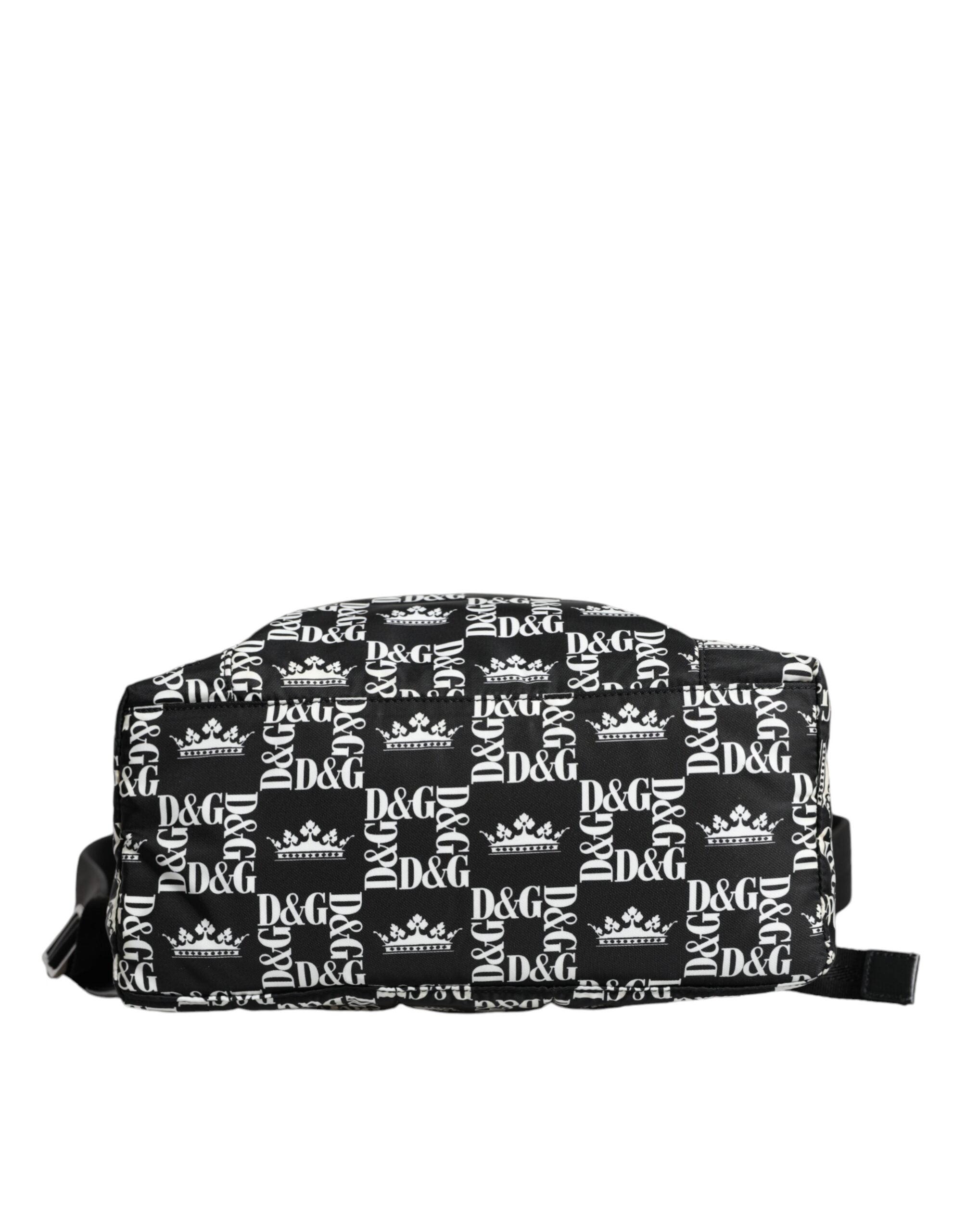 Black White DG Crown Logo Nylon Backpack Bag - ventzia