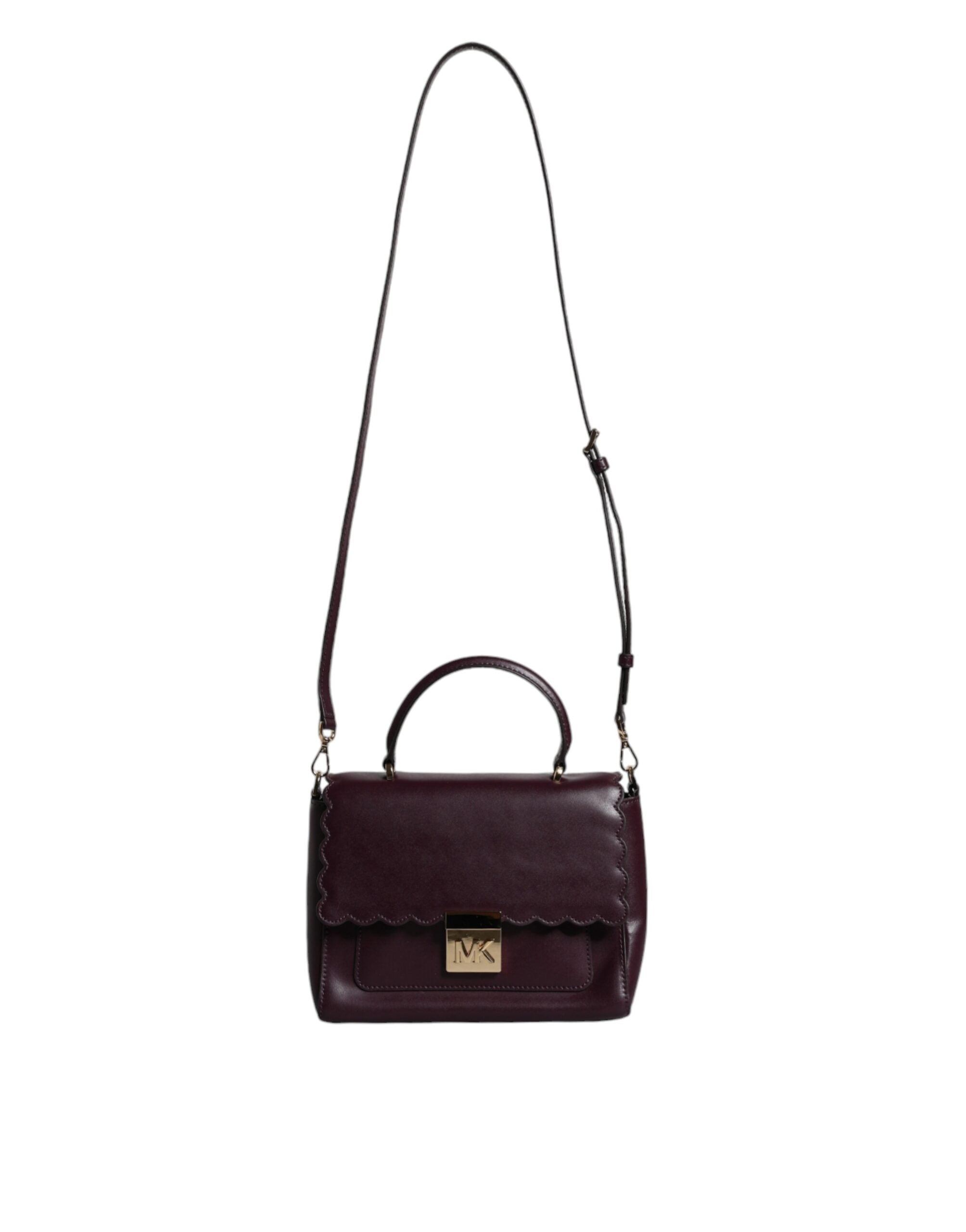 Purple Leather Logo Plaque Crossbody MINDY Satchel Bag - ventzia