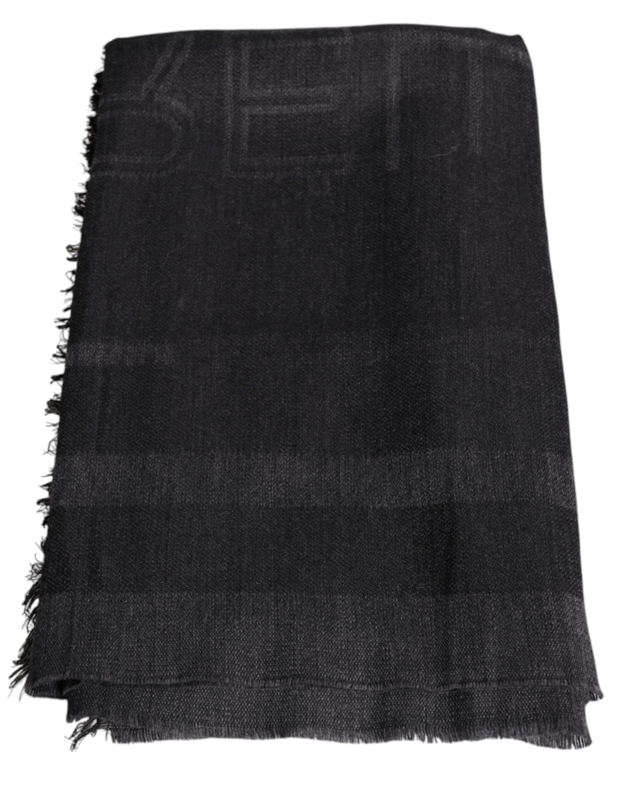 Dark Gray Wool Viscose Foulard Patterned Scarf - ventzia