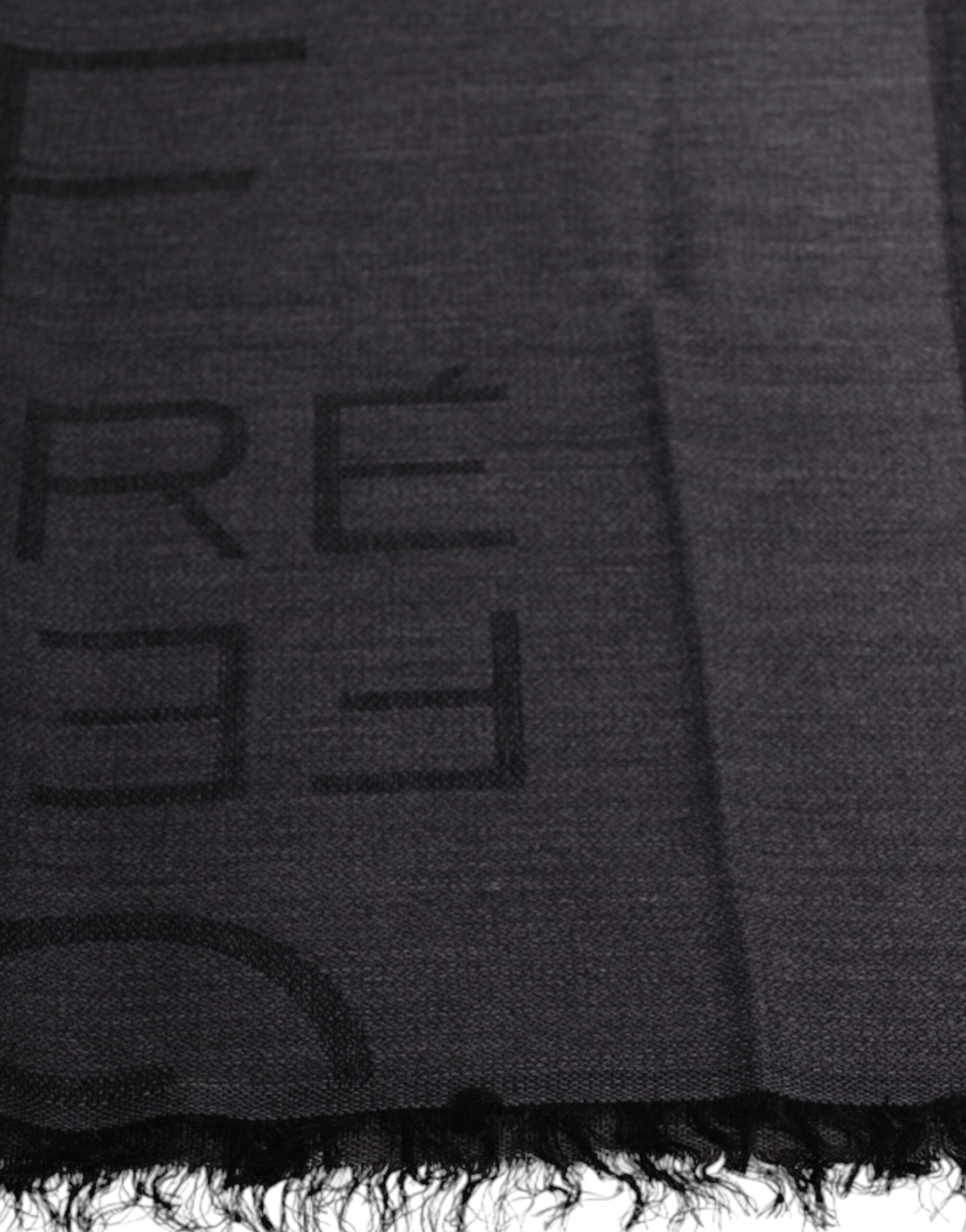 Dark Gray Wool Viscose Foulard Patterned Scarf - ventzia