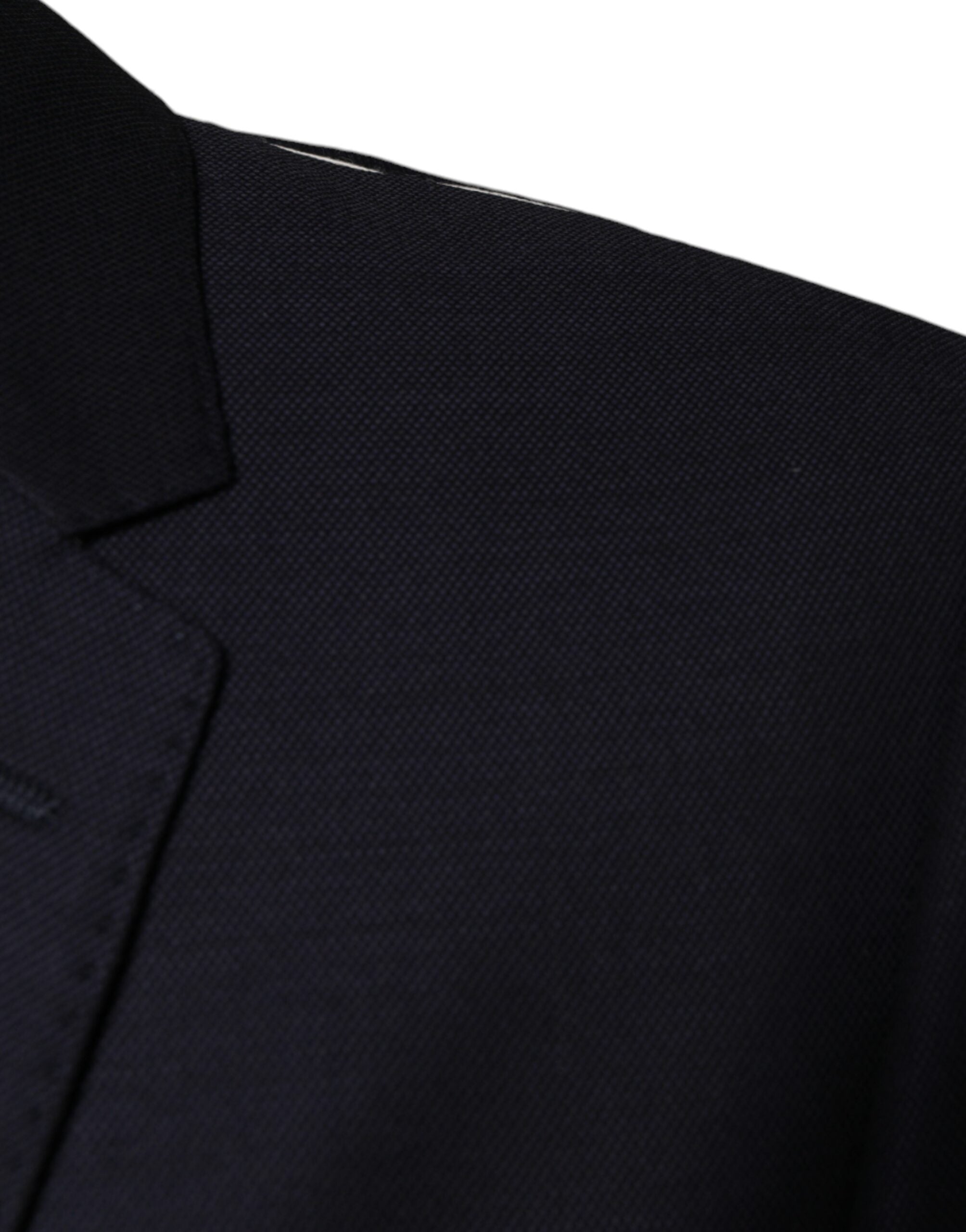 Dark Blue Wool Single Breasted Dress Coat Blazer - ventzia