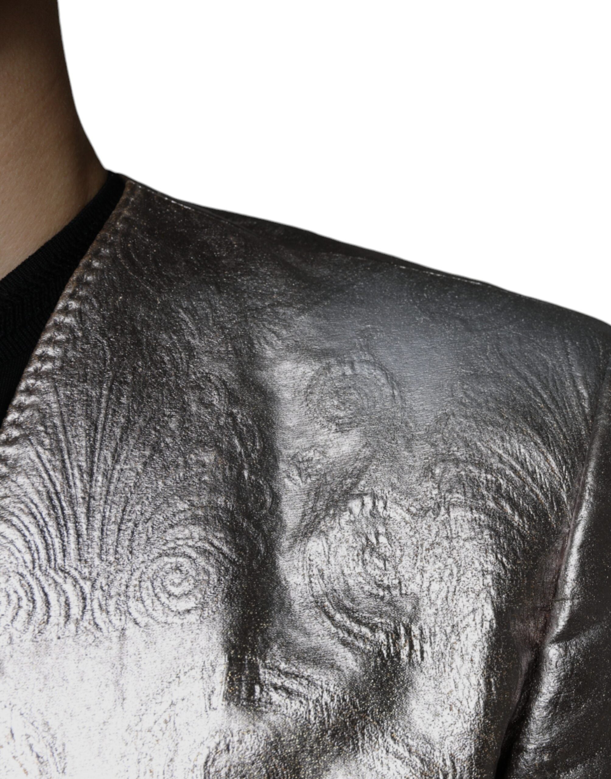 Gold Jacquard Single Breasted Dress Blazer - ventzia