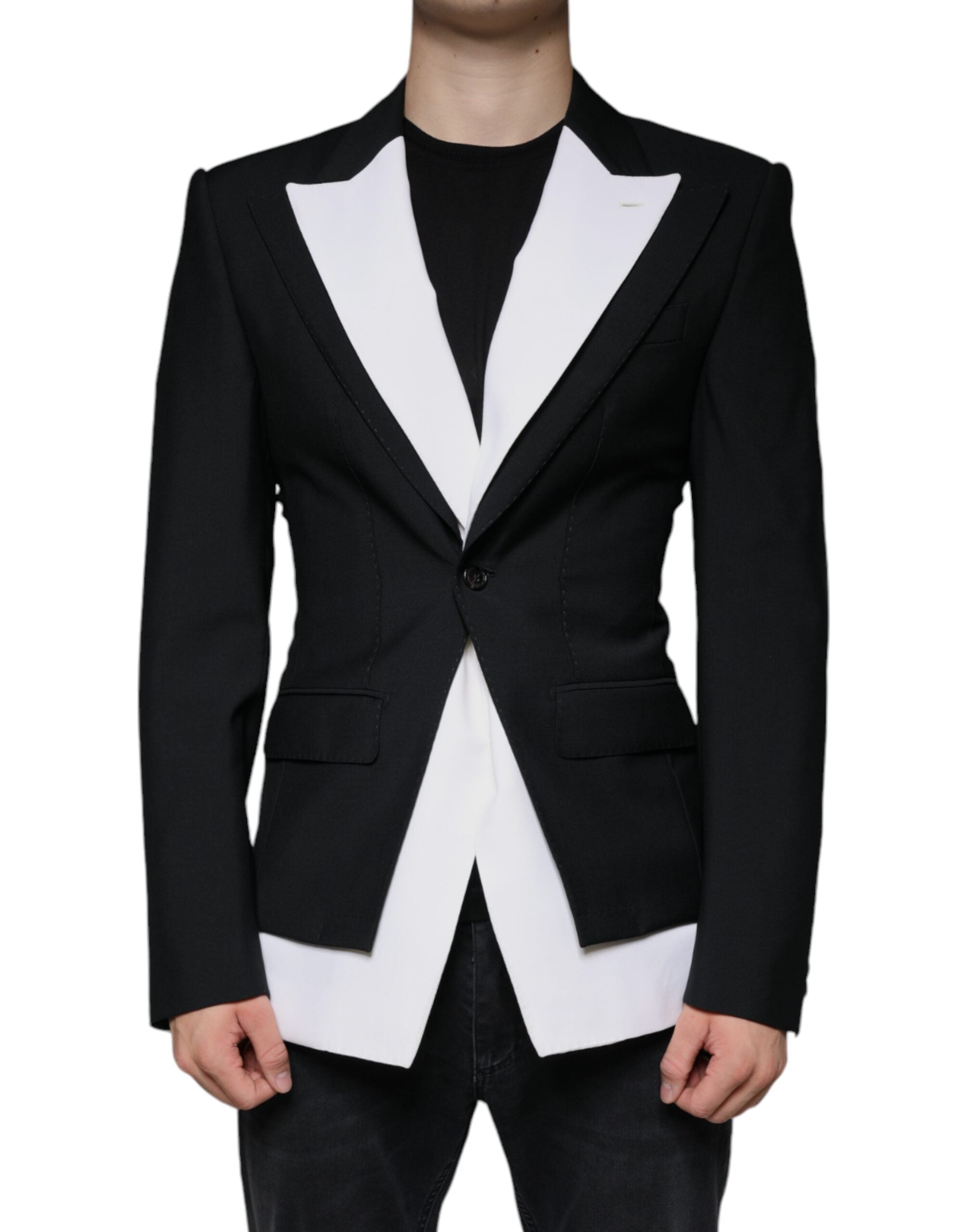 Black White Single Breasted Dress Blazer - ventzia