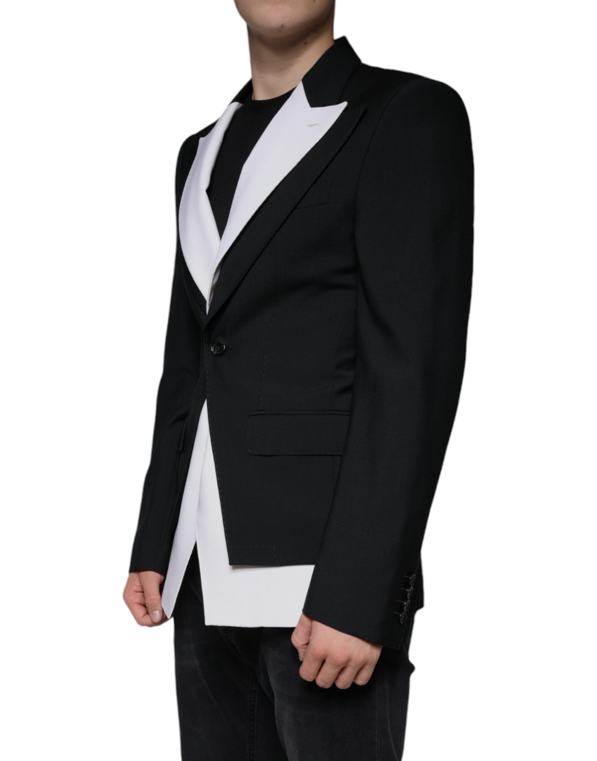Black White Single Breasted Dress Blazer - ventzia