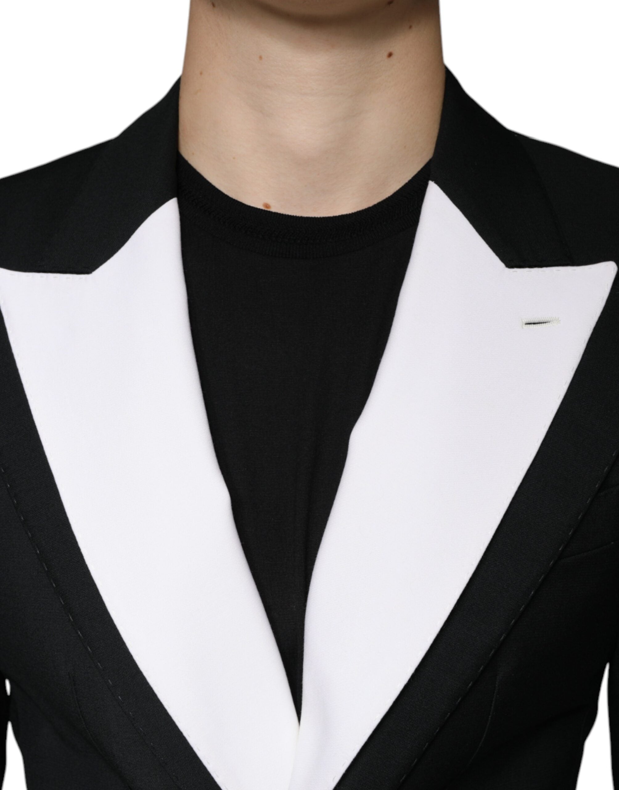 Black White Single Breasted Dress Blazer - ventzia