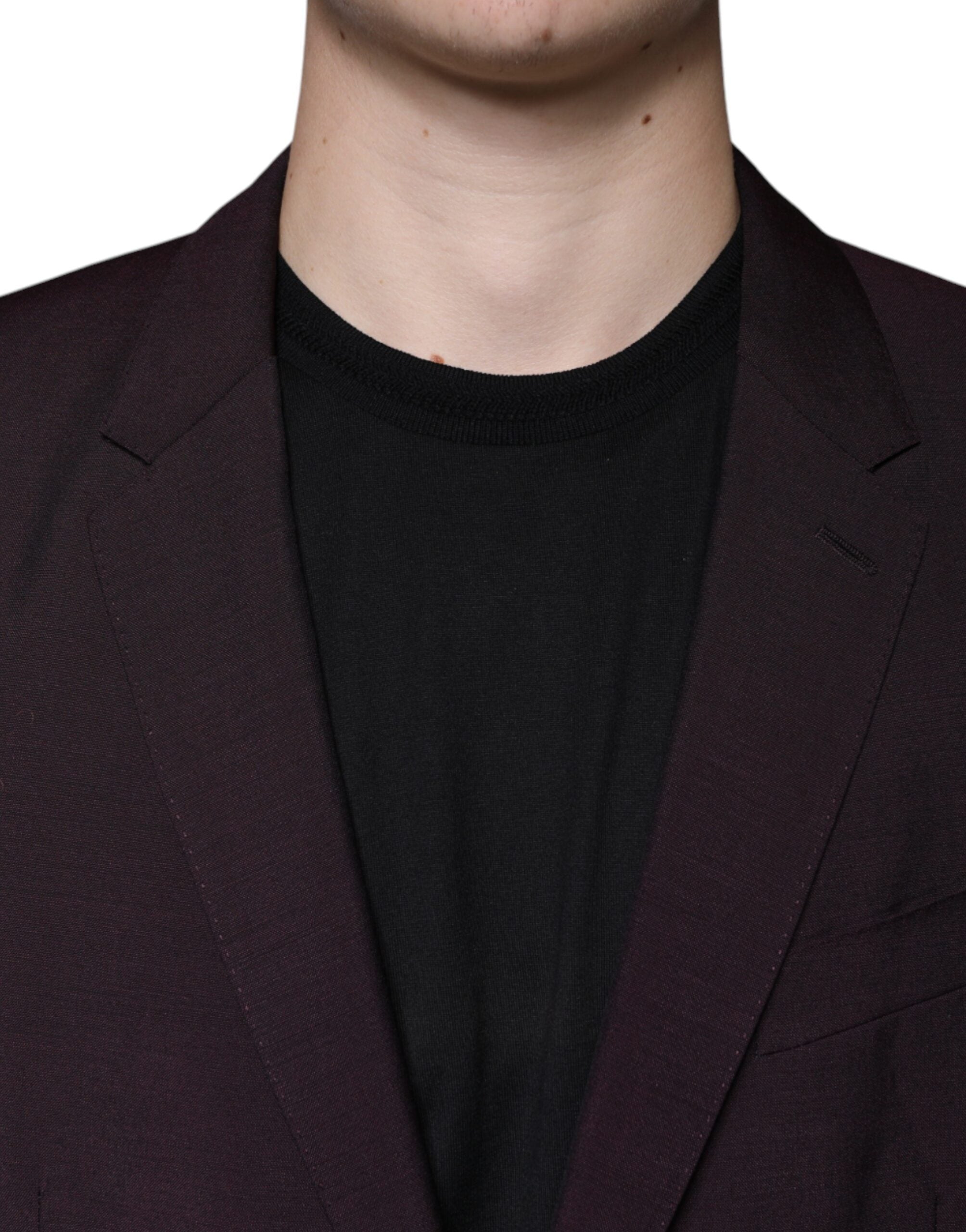 Bordeaux Wool Single Breasted Dress Blazer - ventzia