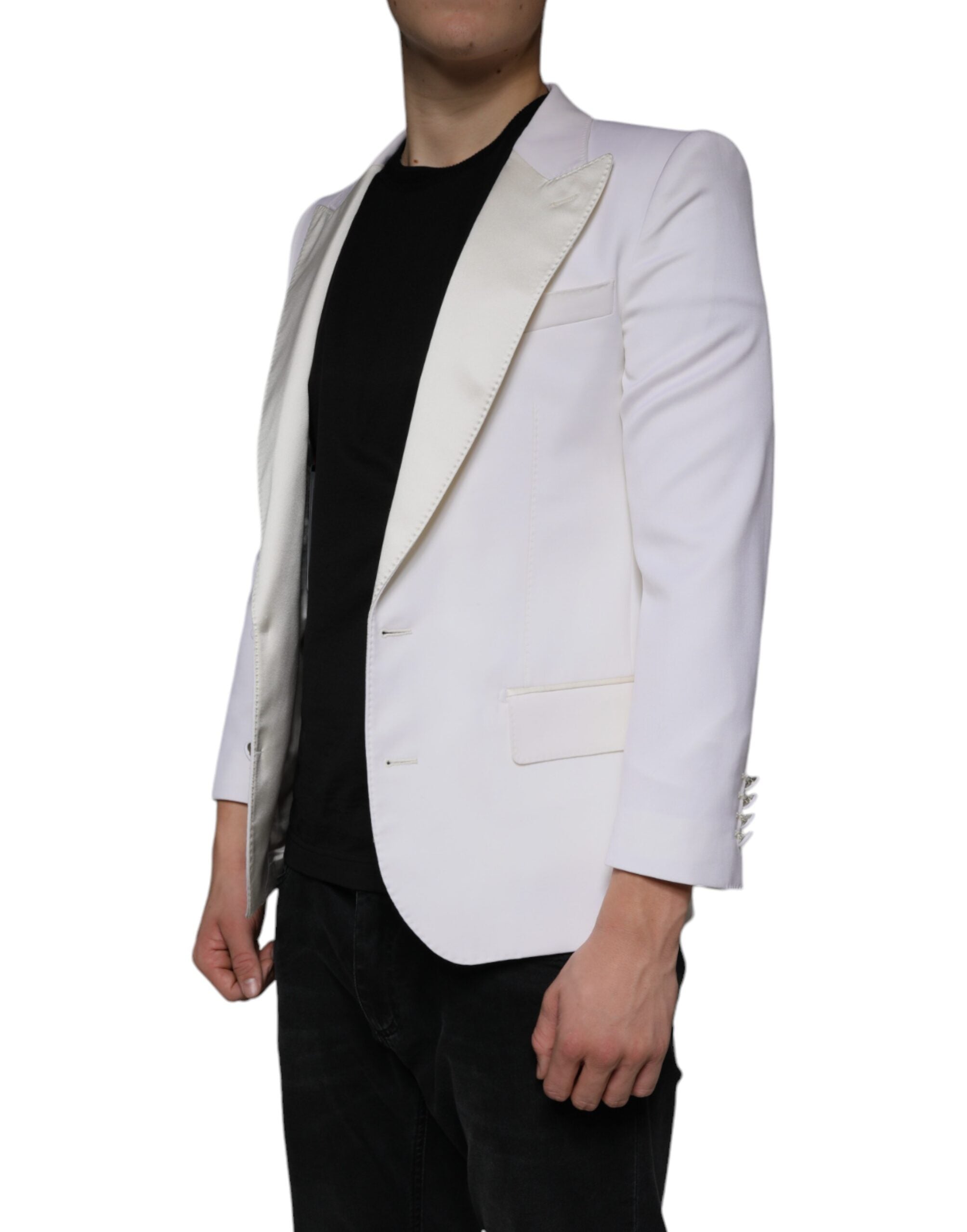 Off White Wool Single Breasted Dress Blazer - ventzia