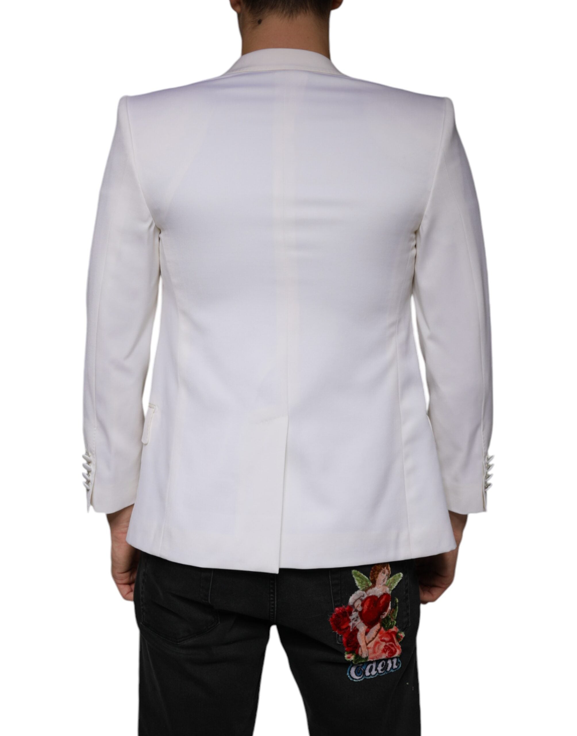 Off White Wool Single Breasted Dress Blazer - ventzia