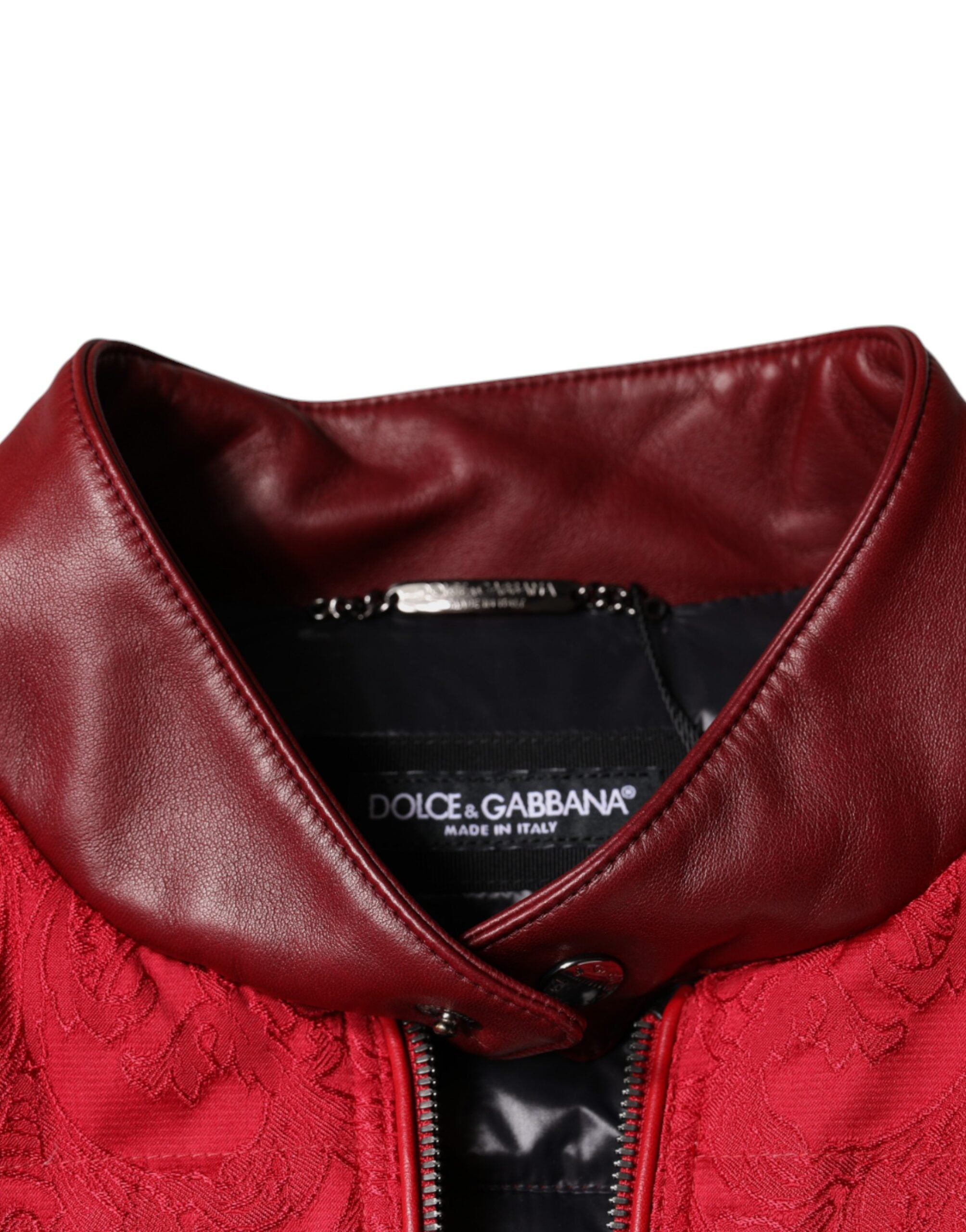Red Quilted Bomber Gold Crown Logo Jacket - ventzia