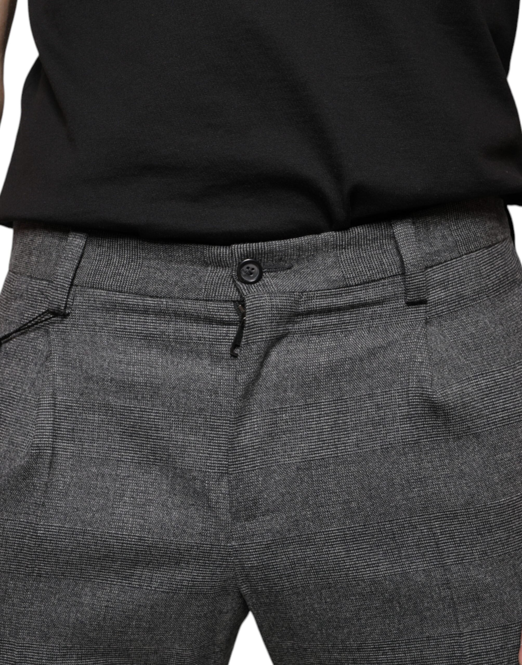 Gray Check Tartan Wool Skinny Pants - ventzia