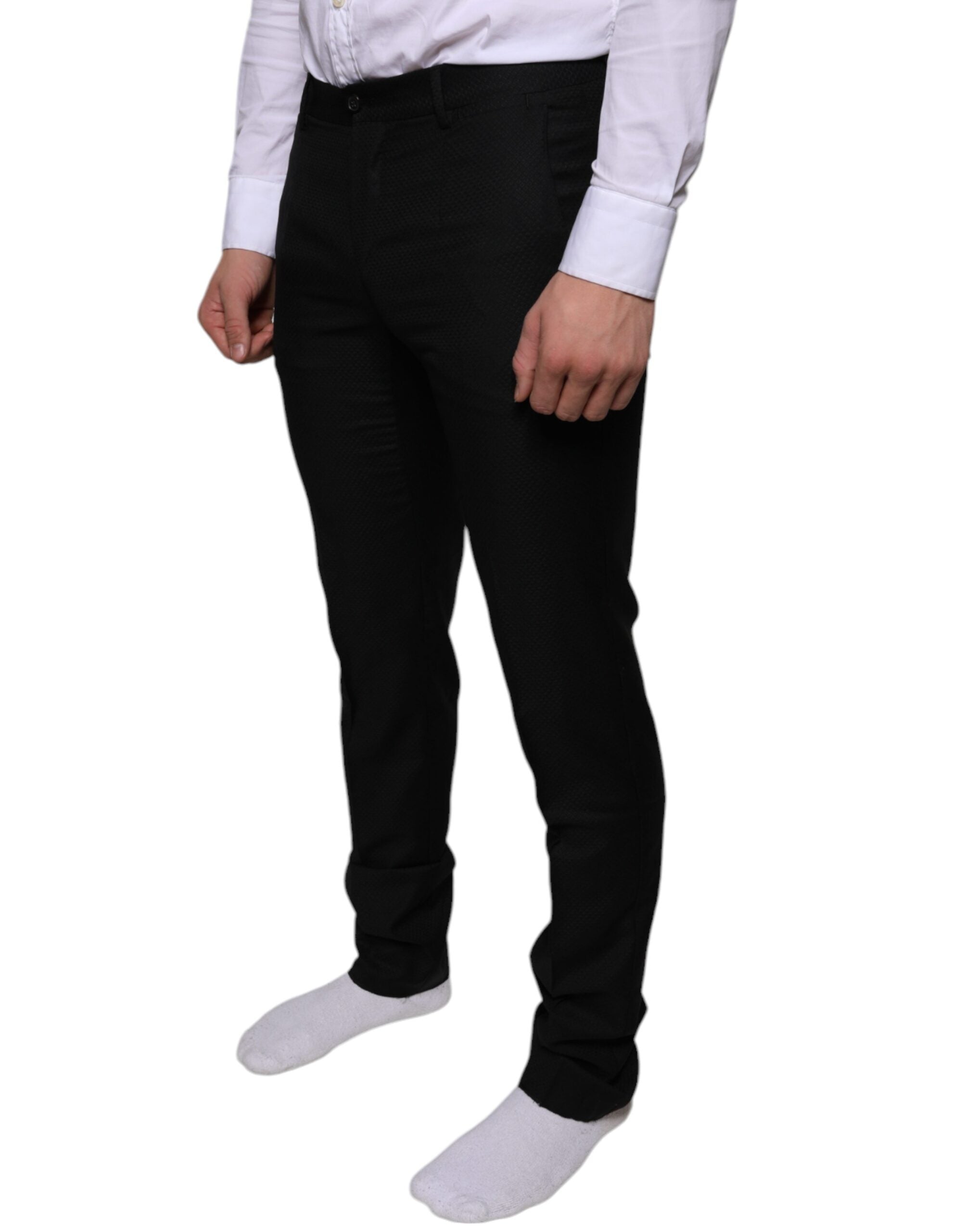 Black Wool Skinny Dress Formal Pants - ventzia