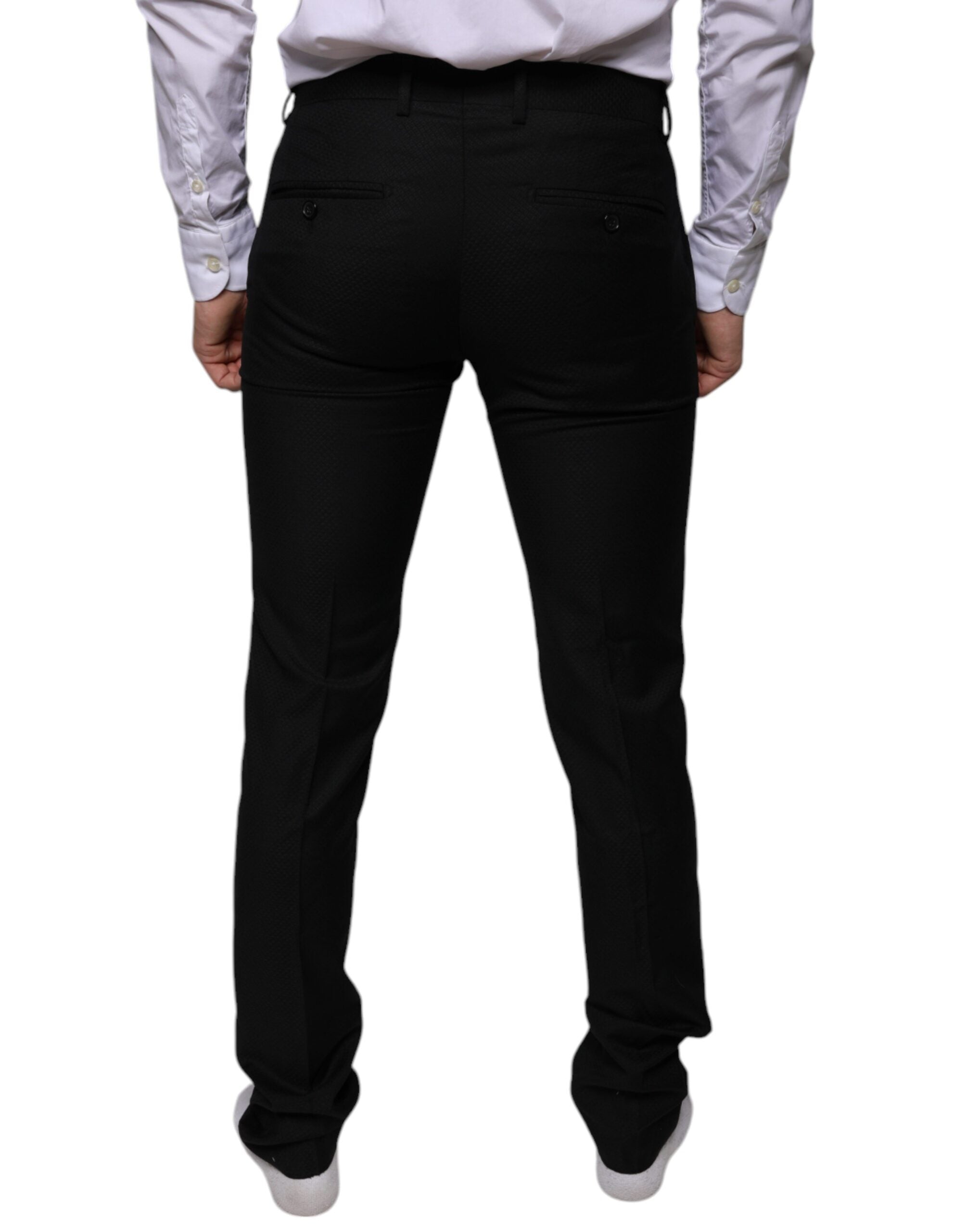 Black Wool Skinny Dress Formal Pants - ventzia