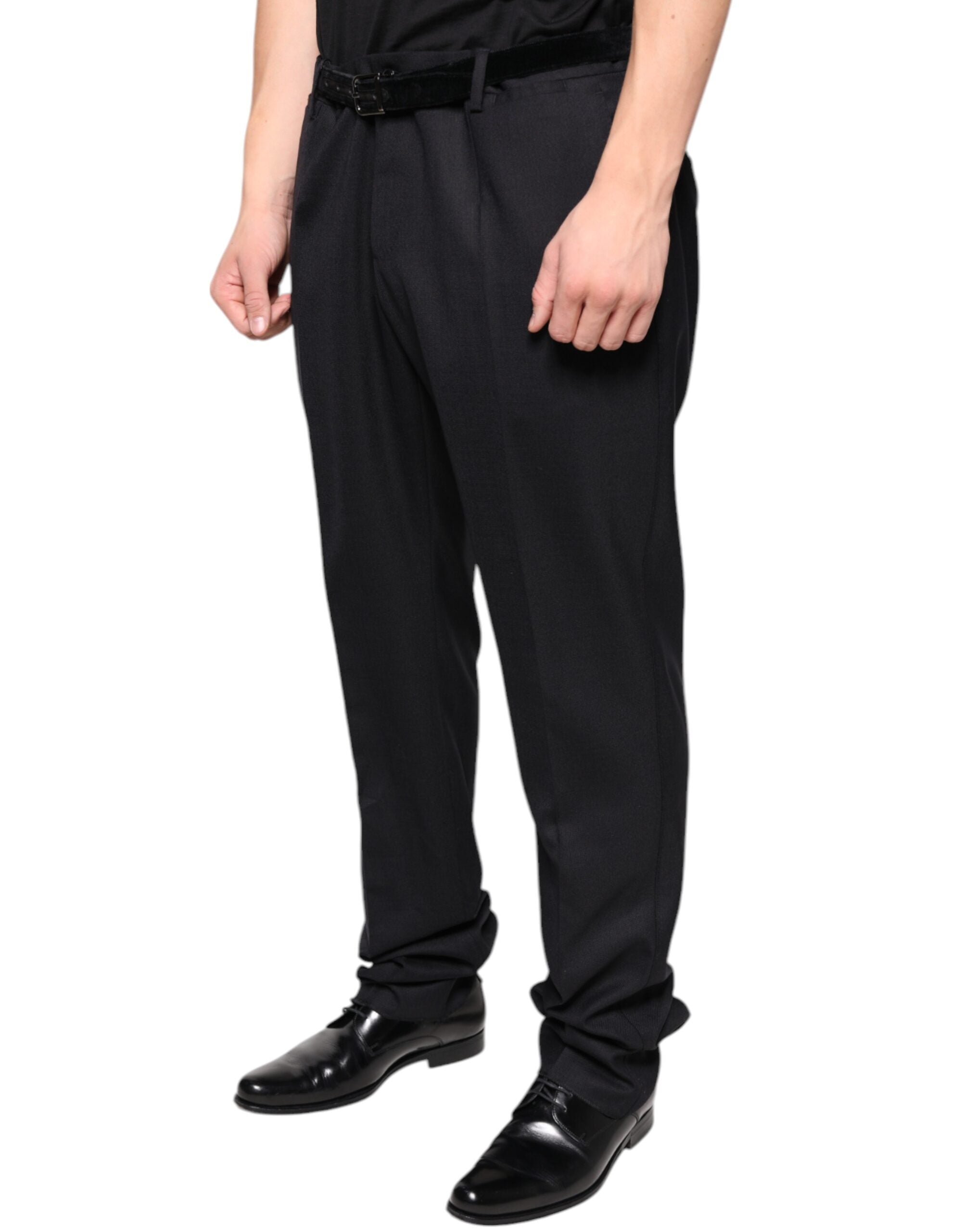 Black Wool Skinny Dress Formal Pants - ventzia