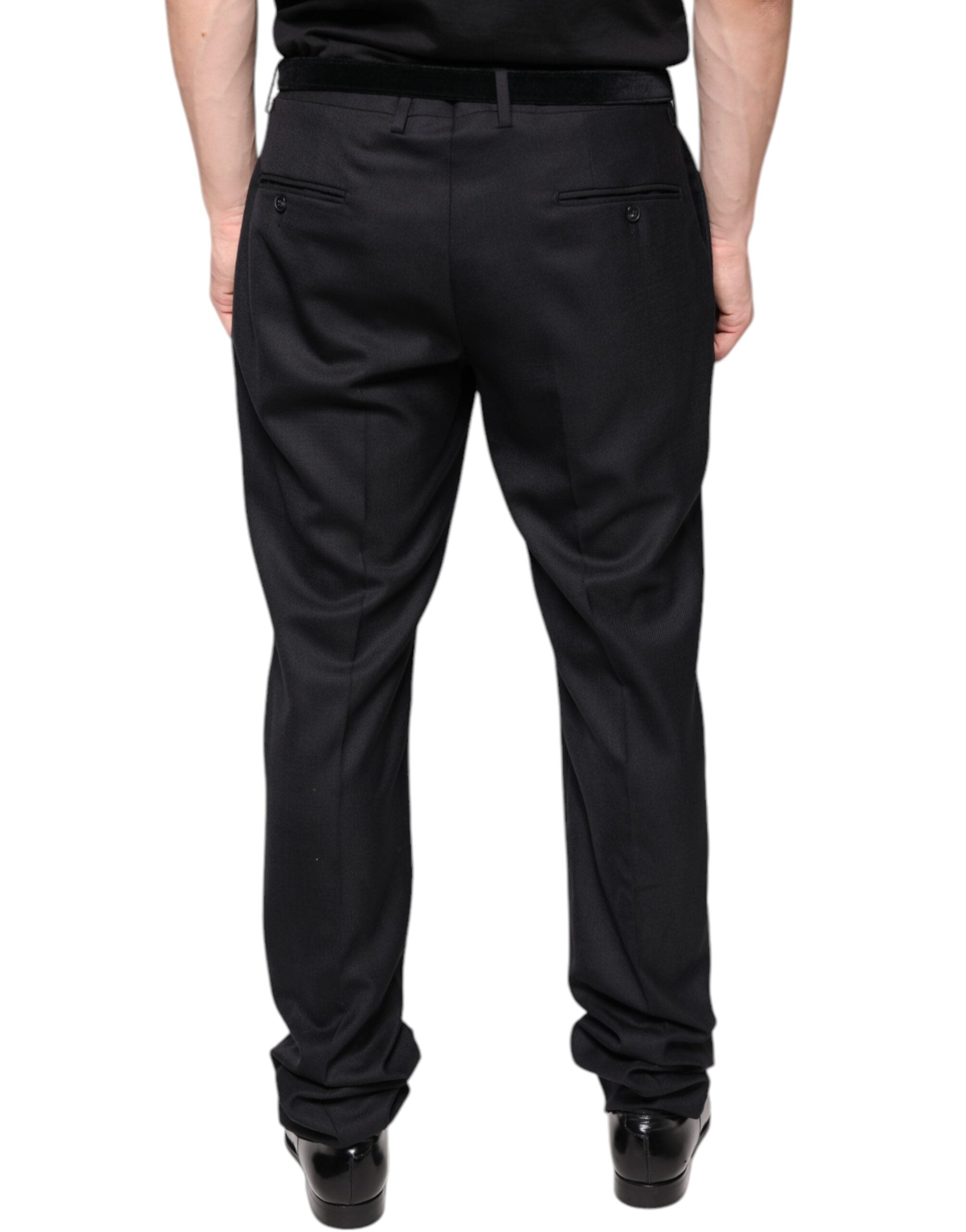 Black Wool Skinny Dress Formal Pants - ventzia