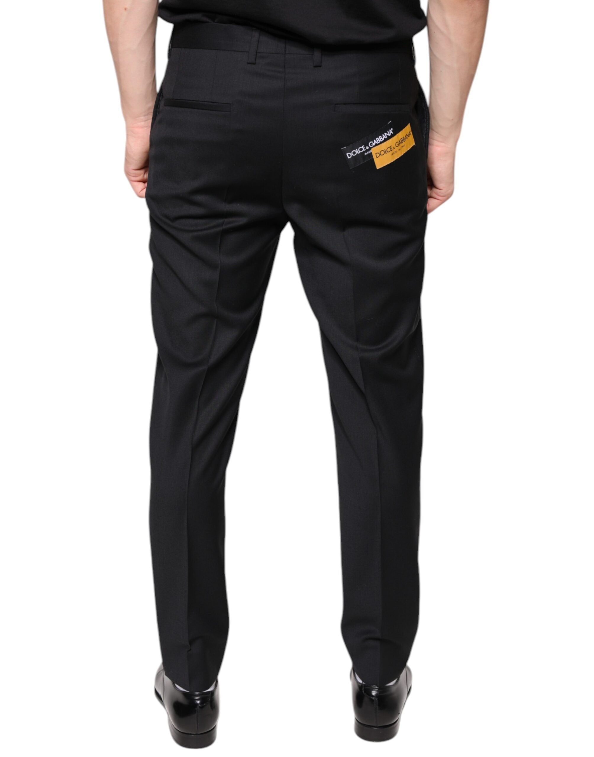 Black Wool Skinny Men Dress Pants - ventzia