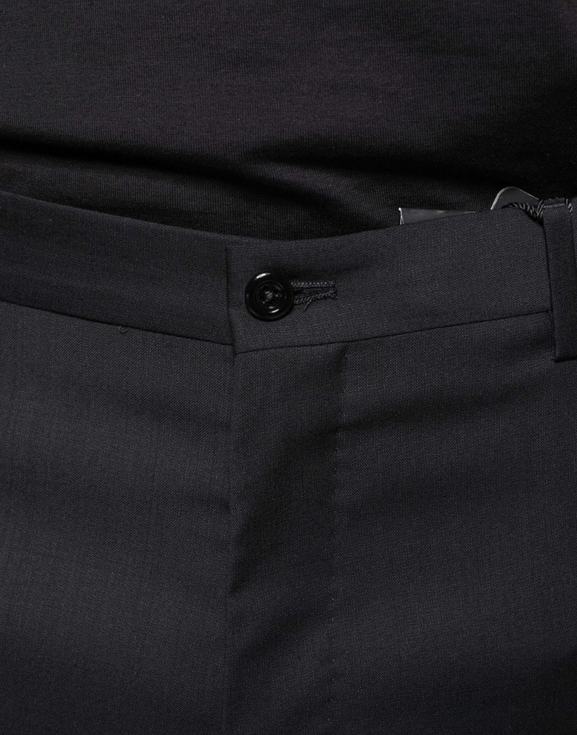 Black Wool Skinny Men Dress Pants - ventzia