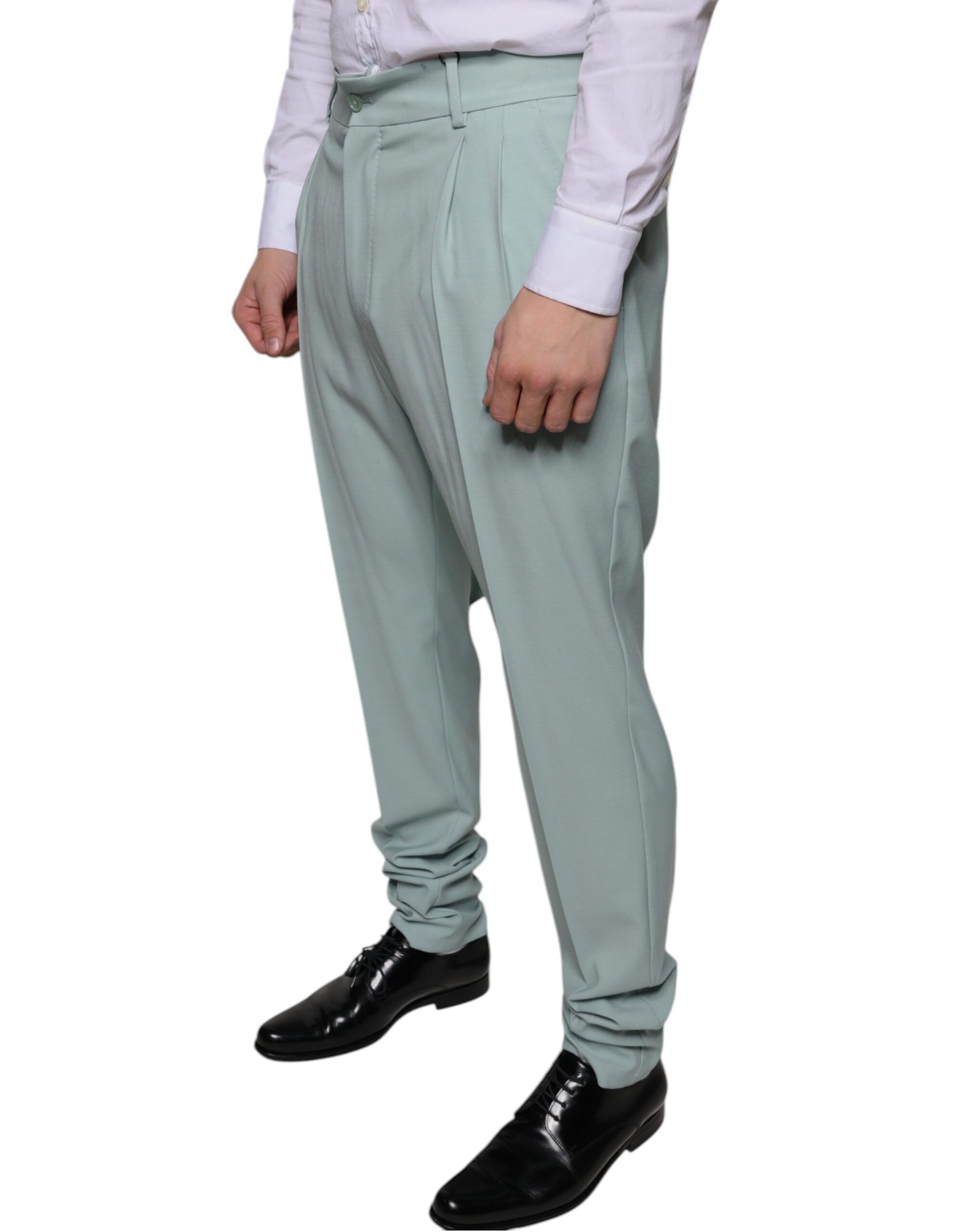 Mint Green Cotton Dress Pants - ventzia