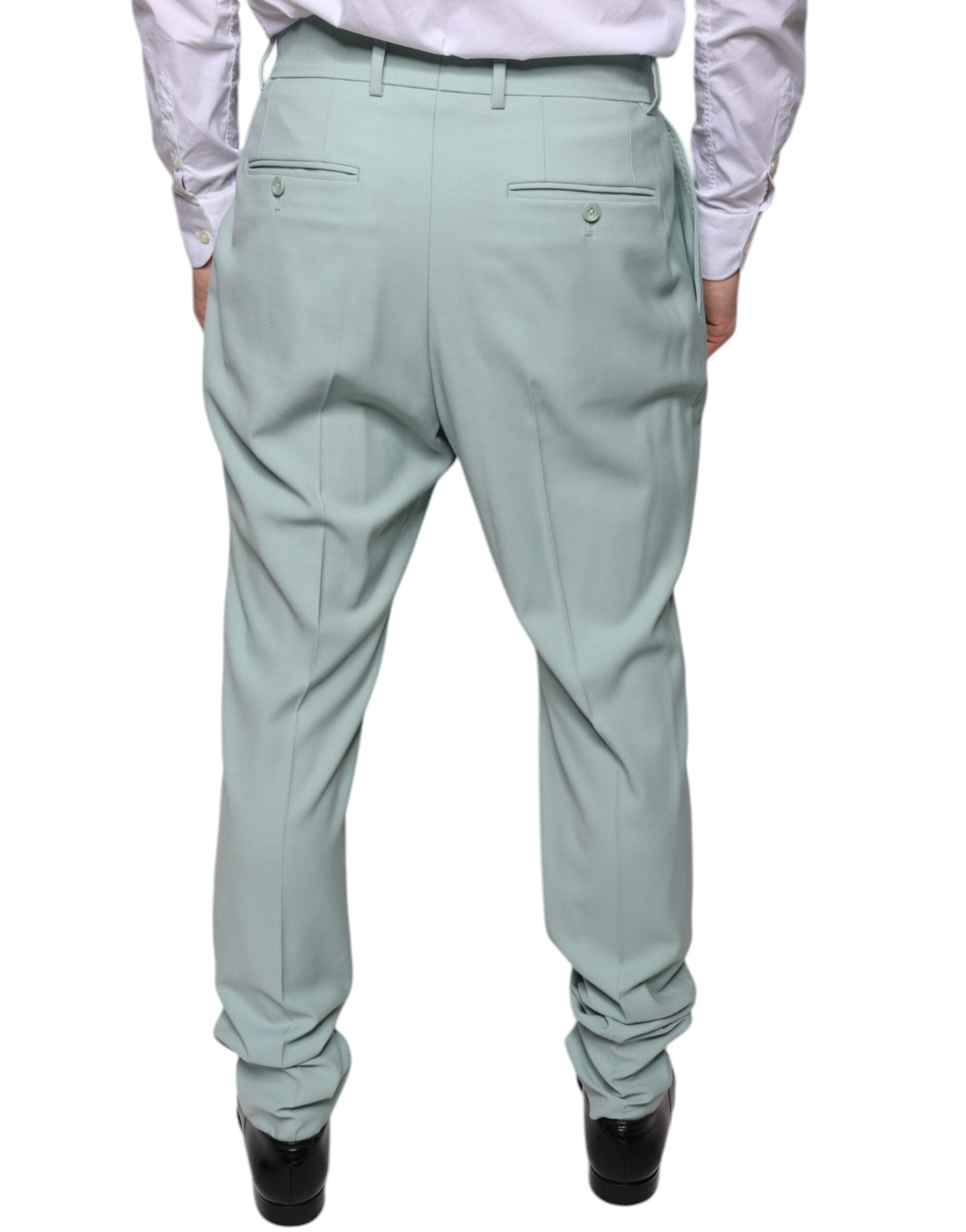 Mint Green Cotton Dress Pants - ventzia