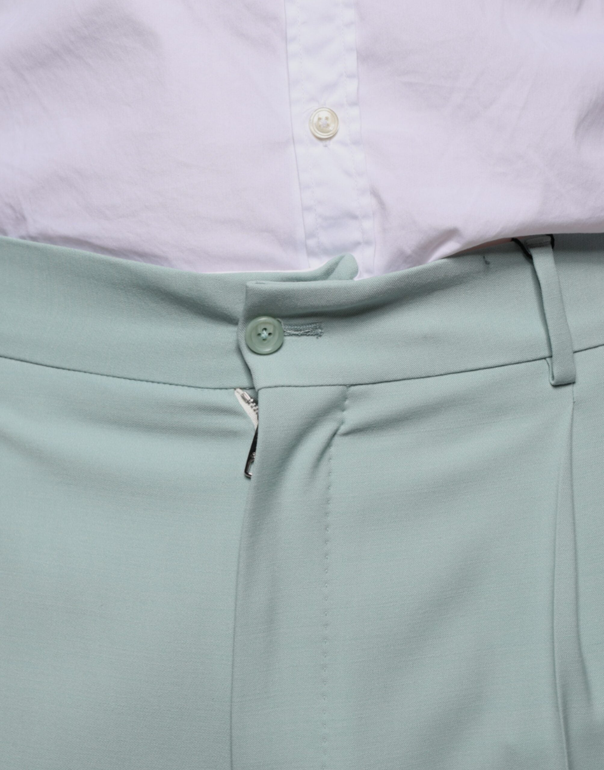 Mint Green Cotton Dress Pants - ventzia