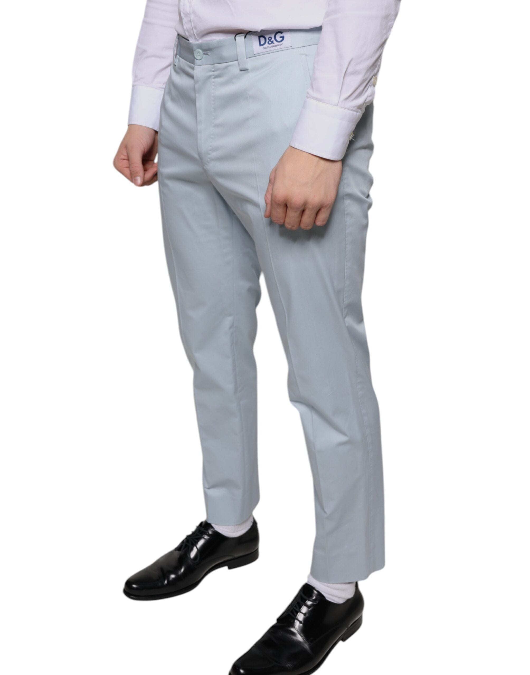 Light Blue Cotton Dress Pants - ventzia