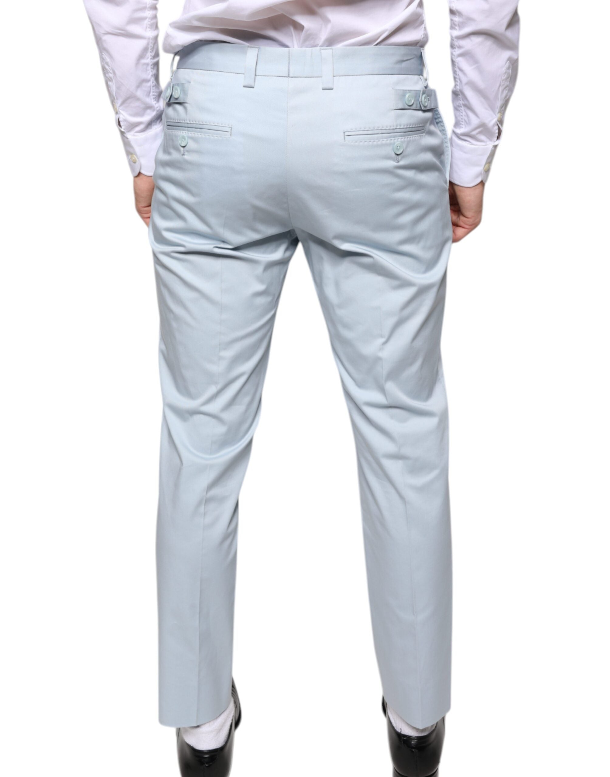Light Blue Cotton Dress Pants - ventzia
