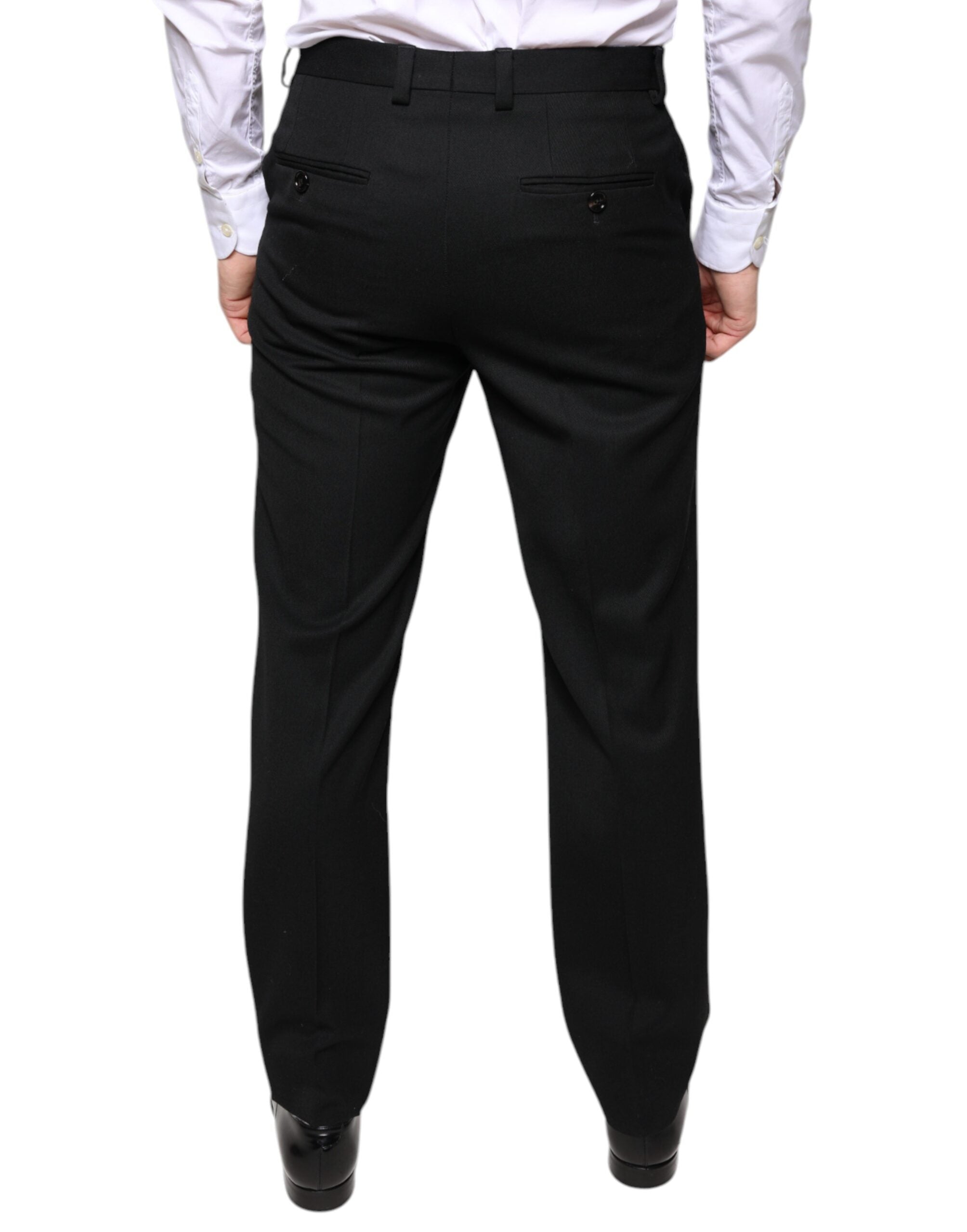 Black Wool Skinny Men Dress Pants - ventzia
