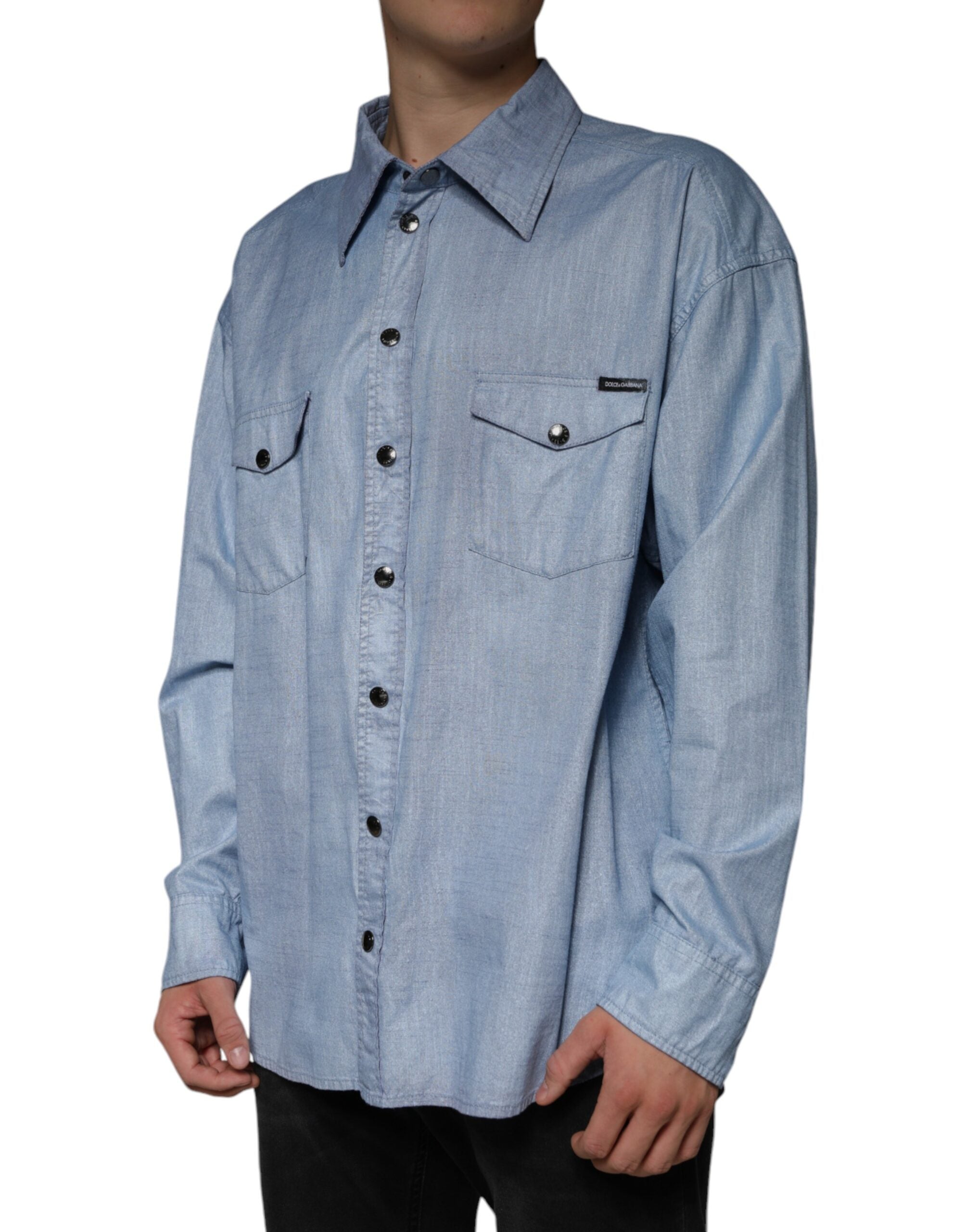 Light Blue Cotton Button Down Casual Shirt - ventzia