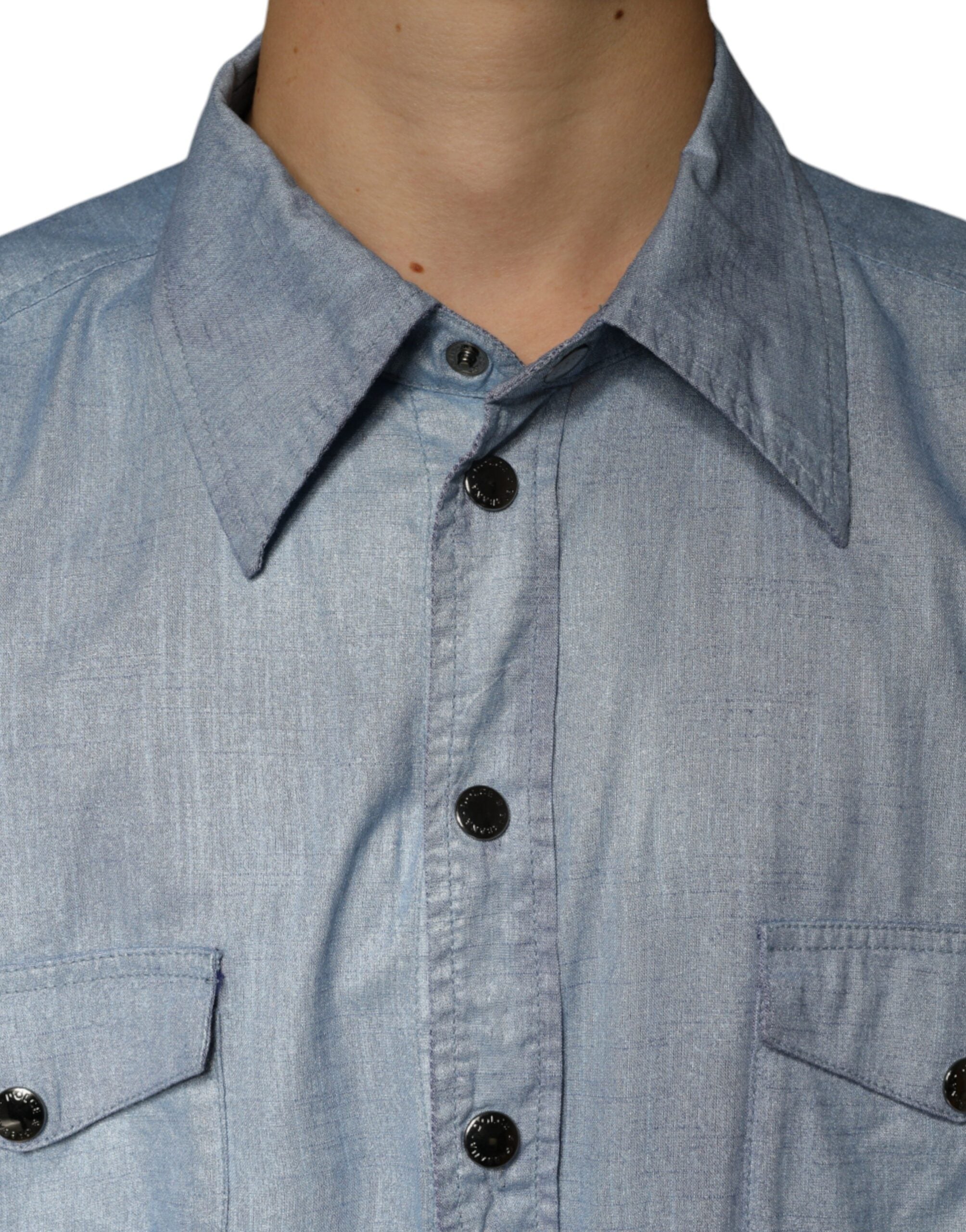 Light Blue Cotton Button Down Casual Shirt - ventzia