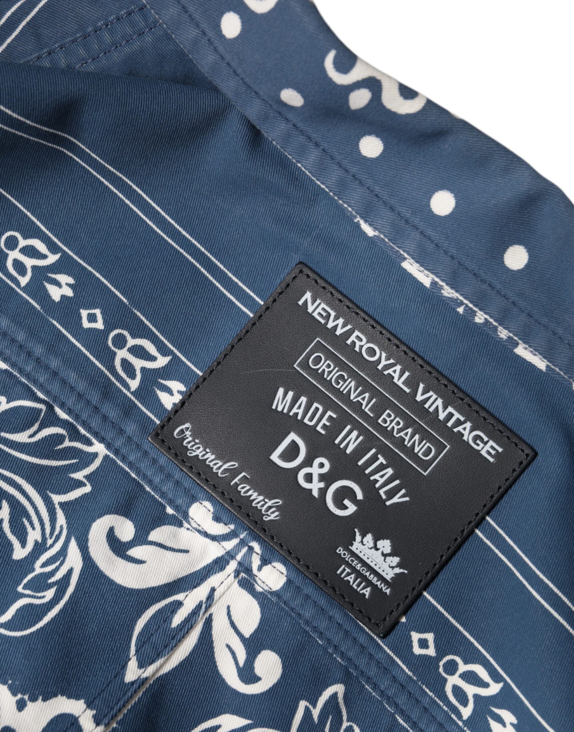 Blue White Bandana Print Cotton Casual Shirt - ventzia