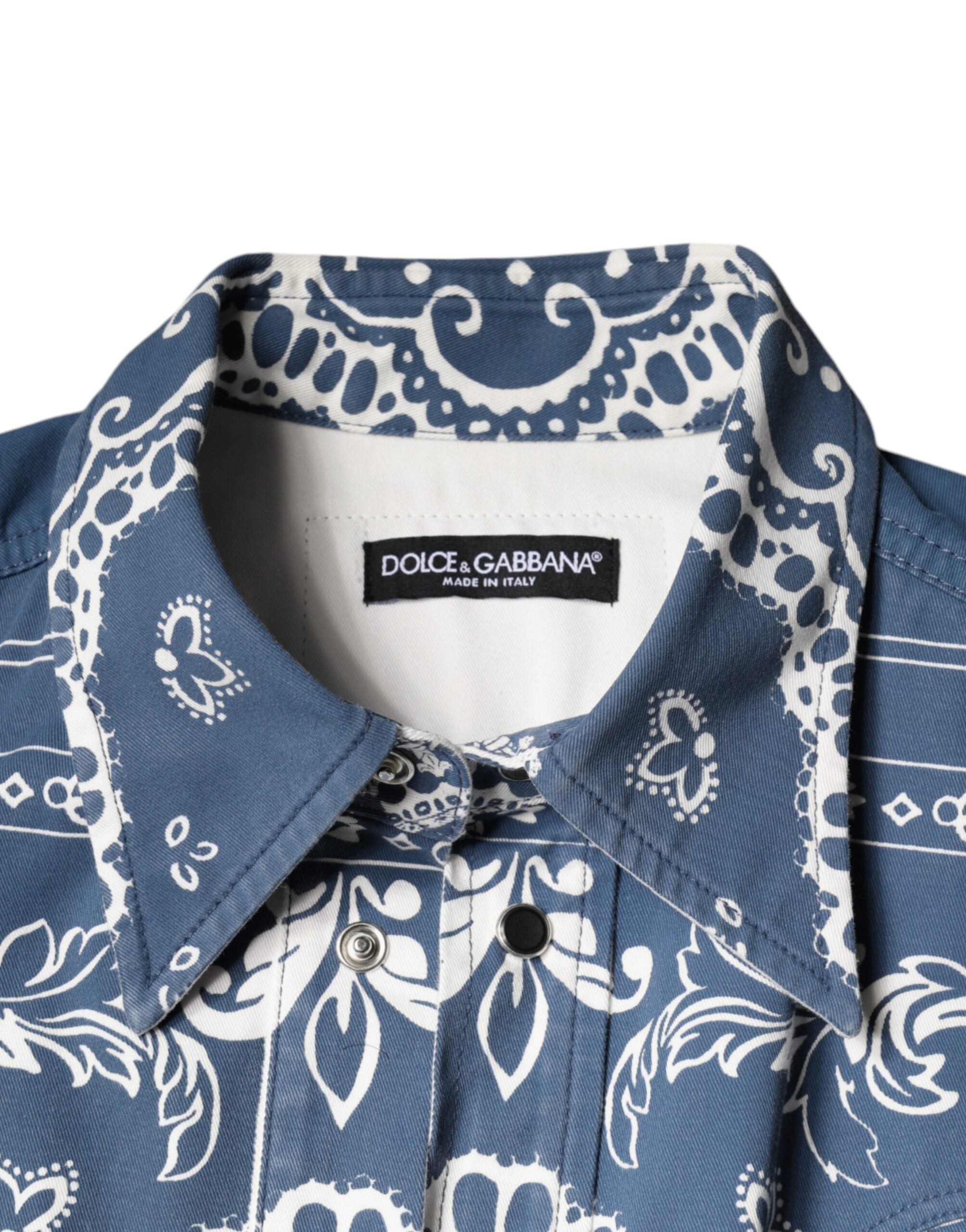 Blue White Bandana Print Cotton Casual Shirt - ventzia