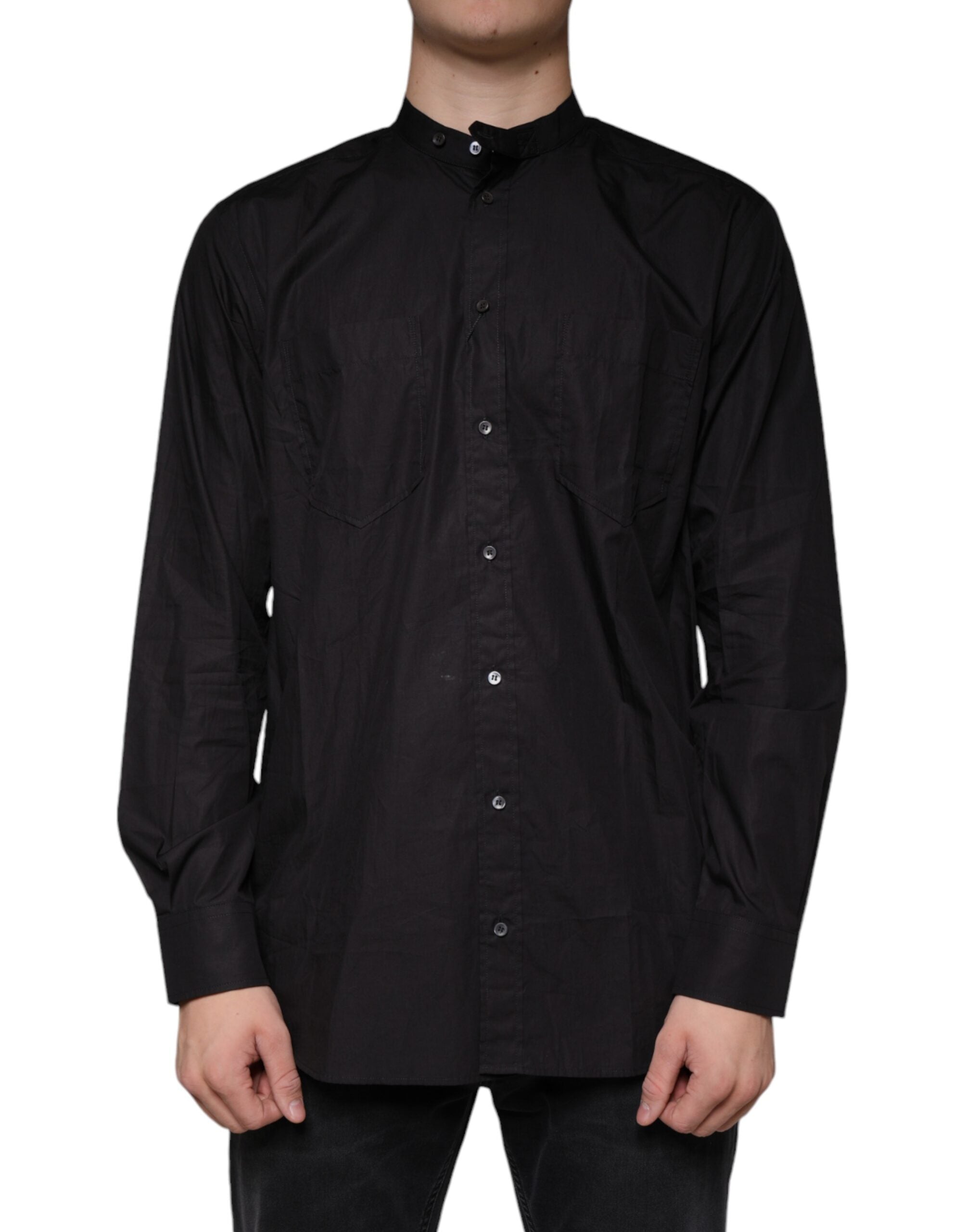 Black Cotton Button Down Men Casual Shirt - ventzia