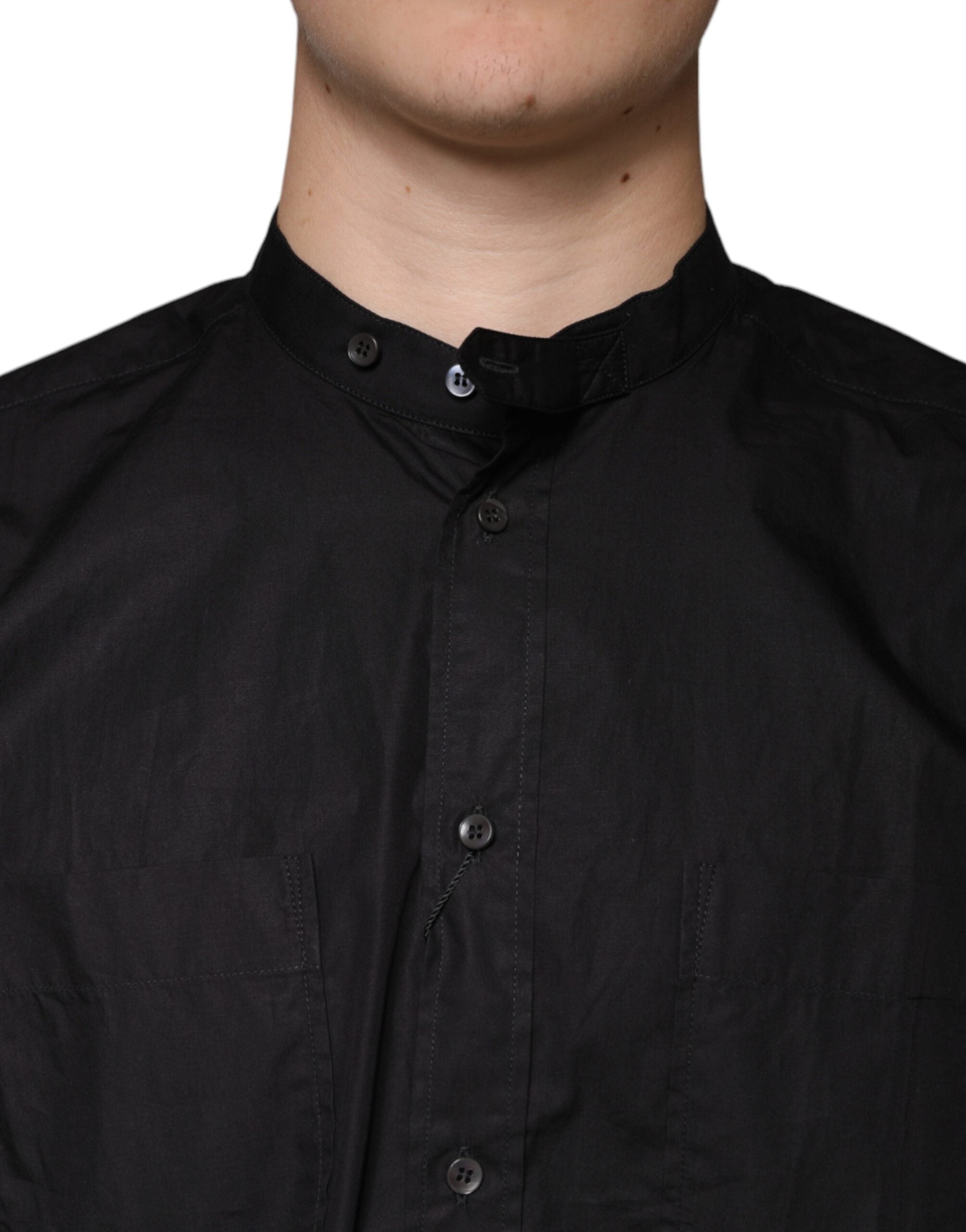 Black Cotton Button Down Men Casual Shirt - ventzia