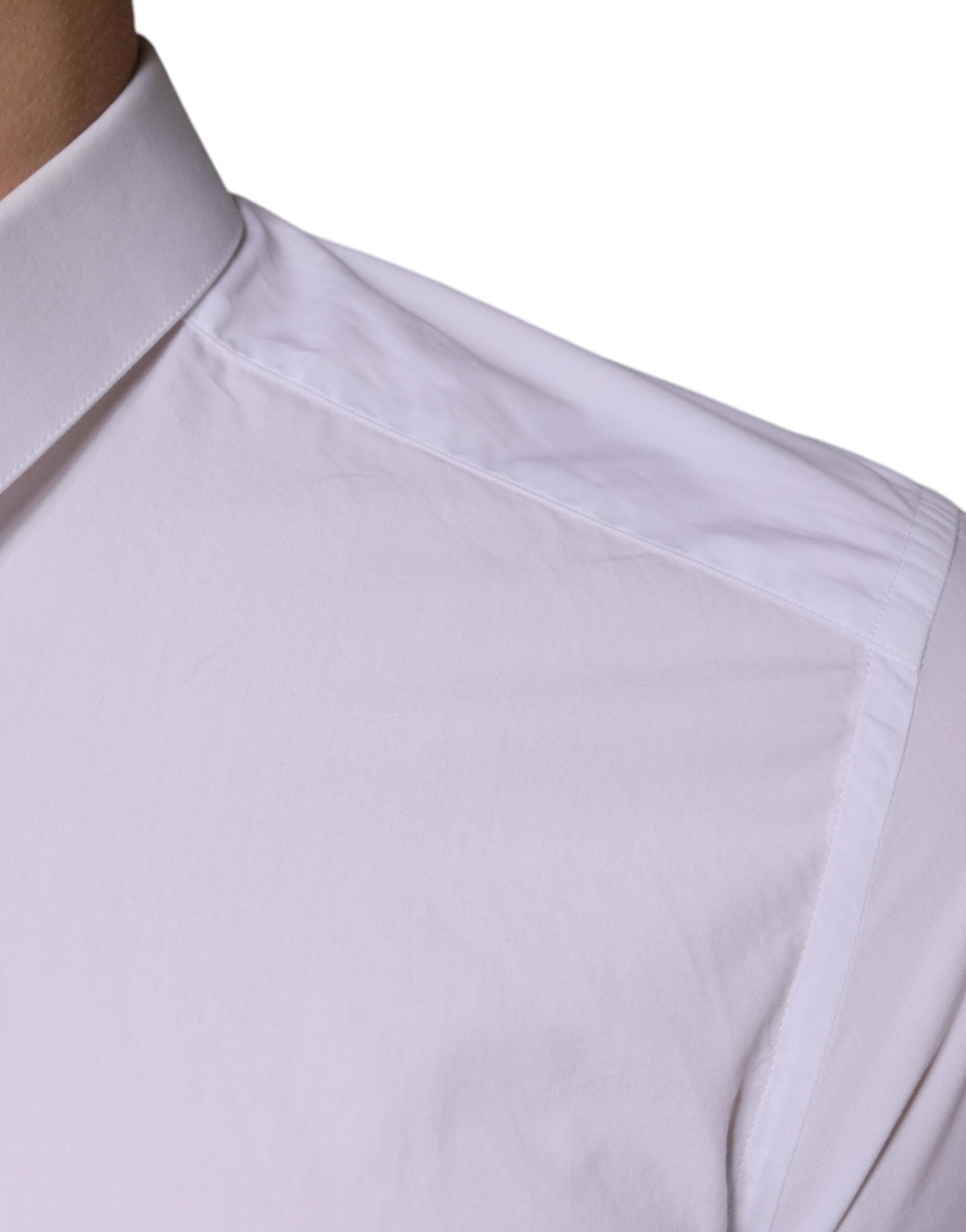 White Cotton Dress GOLD Formal Collared Shirt - ventzia